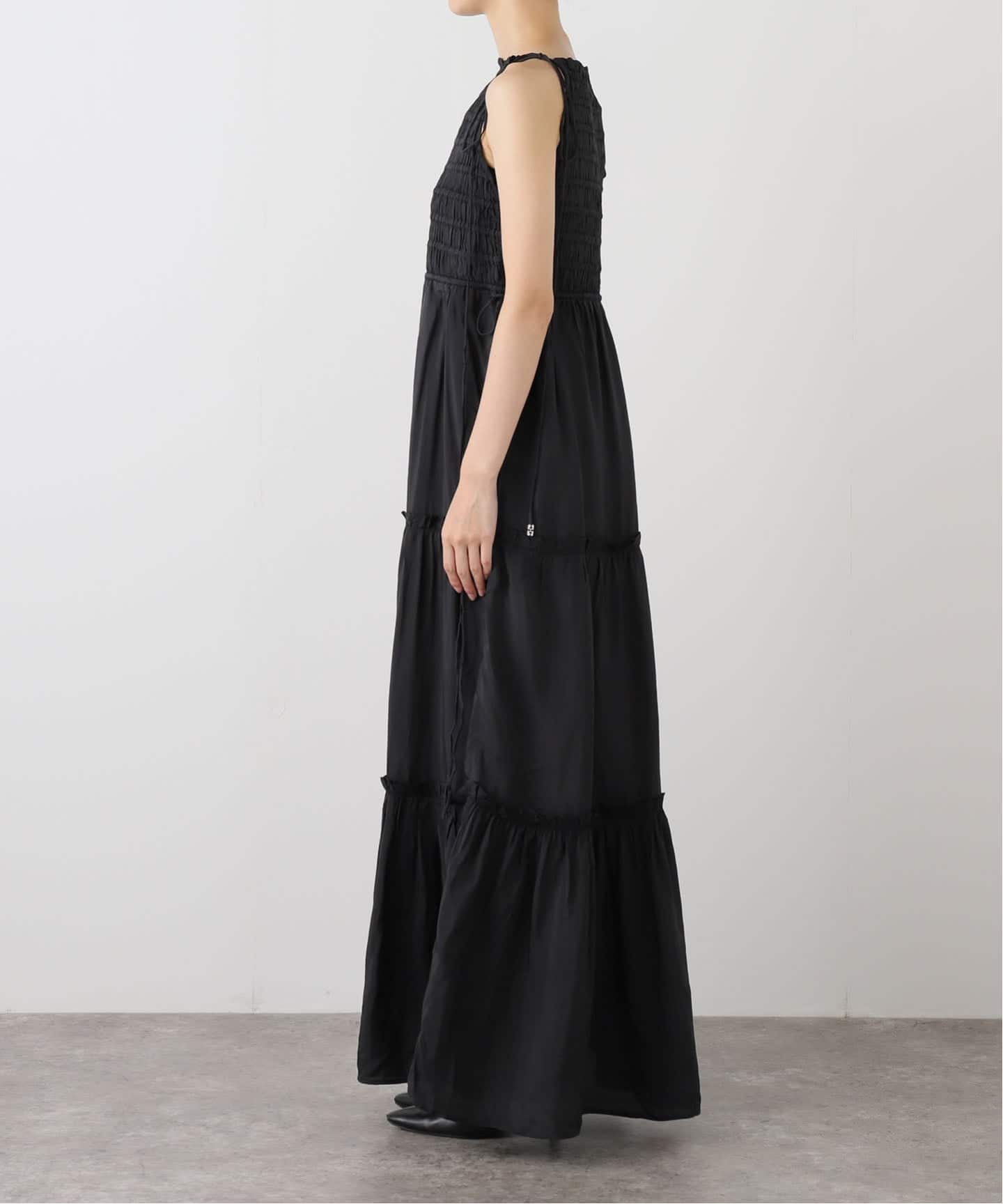 GANNI/ガニー】Viscose Habotai Maxi Smock Slip Dr：ワンピース
