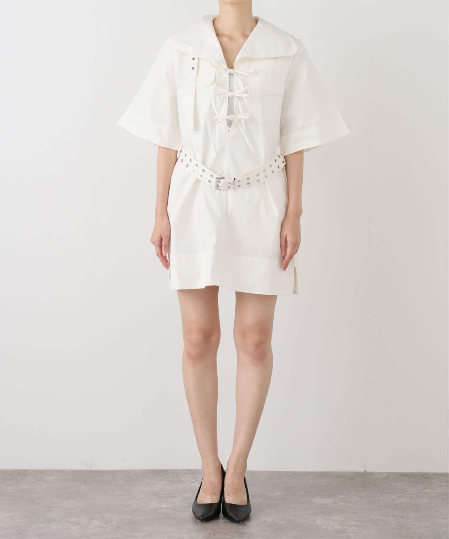Ganni ミニワンピース GANNI/ガニー】Stretch Cotton Cowl Neck MiniDress：ミニ