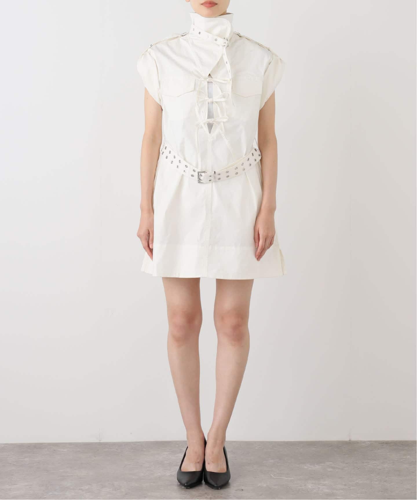 GANNI ガニー ミニワンピース チュニック GANNI ガニー ワンピース Crinkled Georgette Flounce Mini