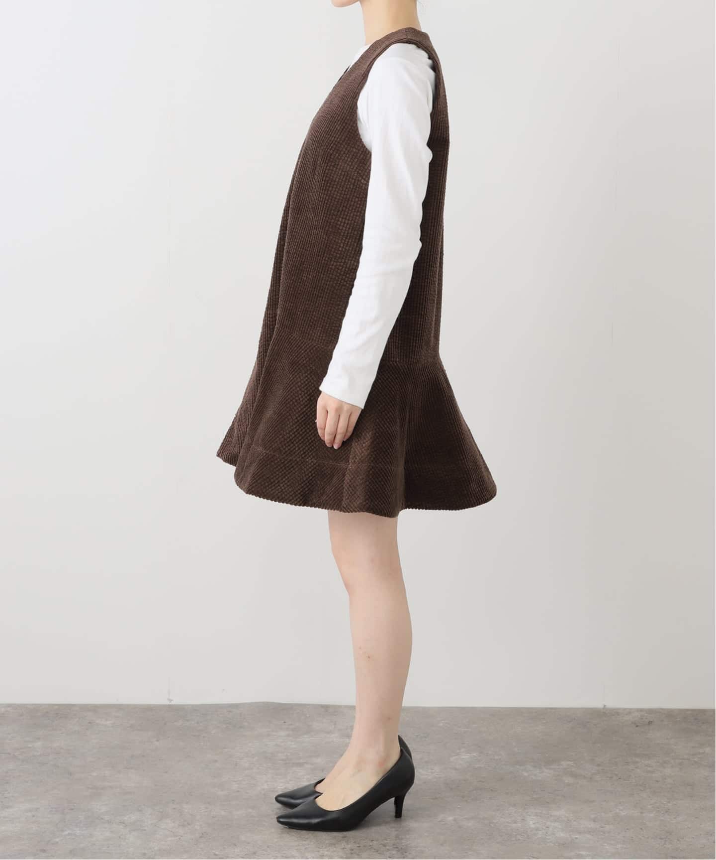 GANNI/ガニー】 Seersucker Corduroy V-neck Mini Dr（ワンピース