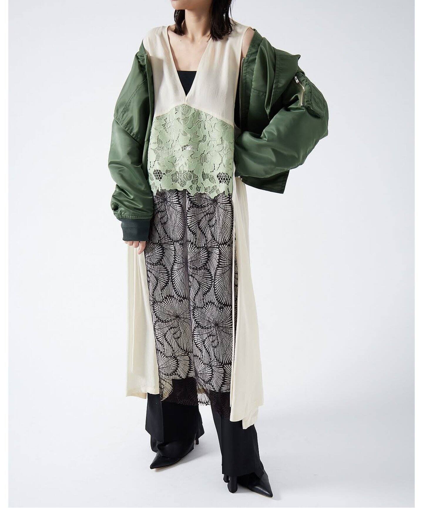 TOGA PULLA/トーガプルラ】Acetate twill lace dress：ワンピース  