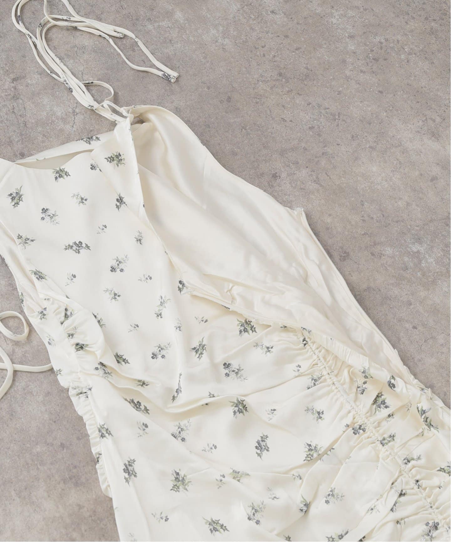 GANNI/ガニー】Printed Satin Gathered Long Dress：ワンピース