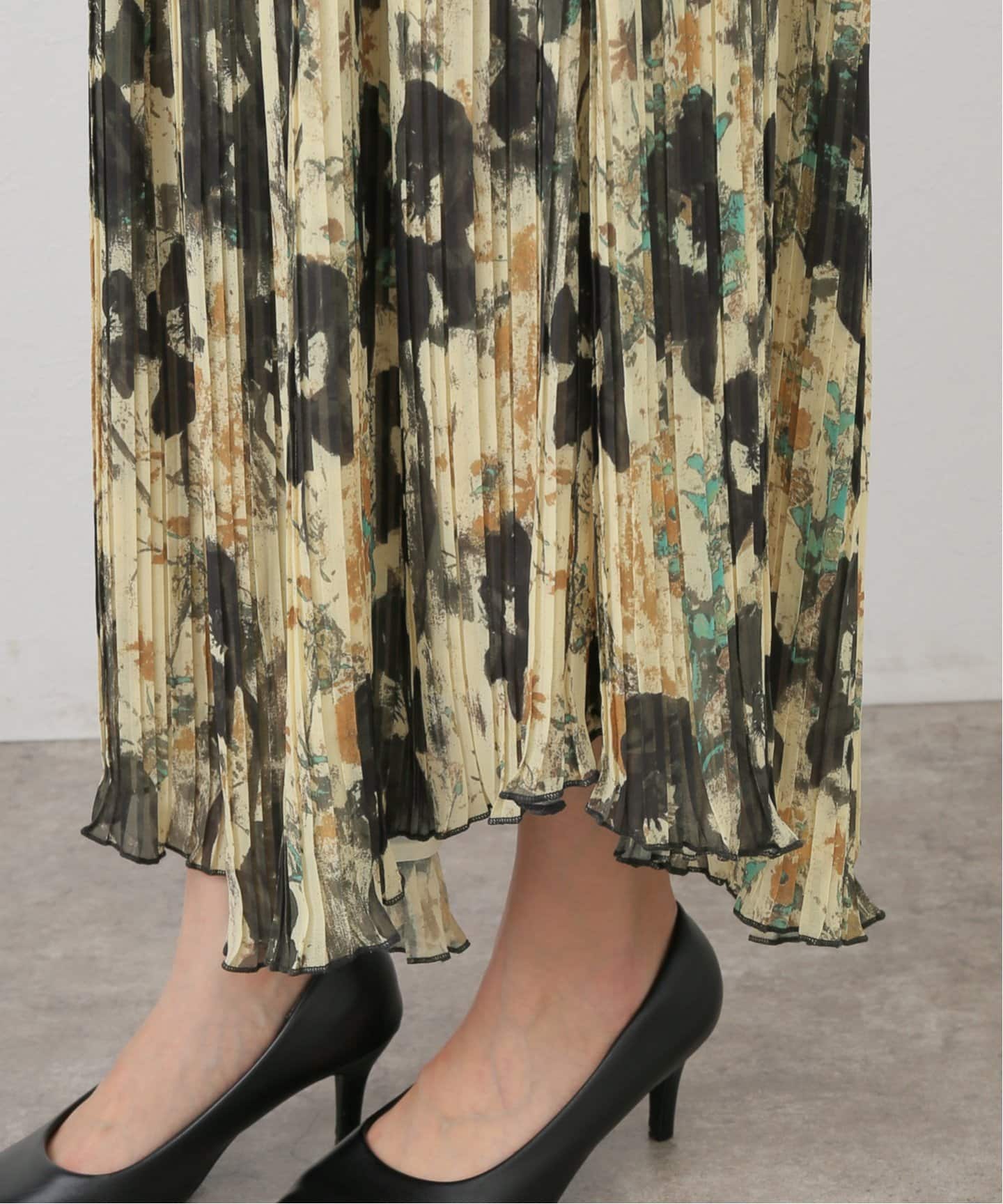 GANNI/ガニー】Printed Pleats Smock Midi Straps D：ワンピース