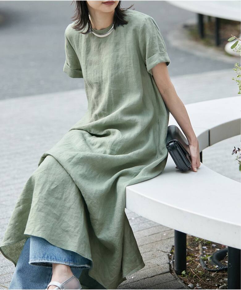 完全受注生産】《追加》SO リネンハーフスリーブマキシフレア  