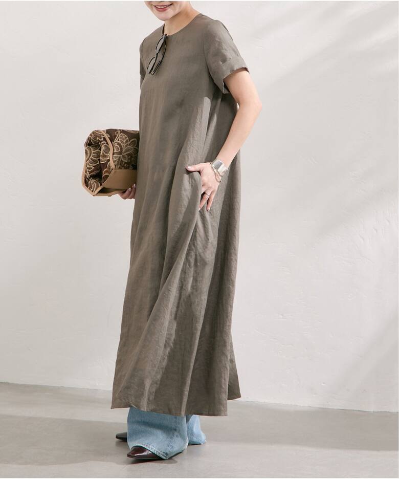 完全受注生産】《追加》SO リネンハーフスリーブマキシフレア  