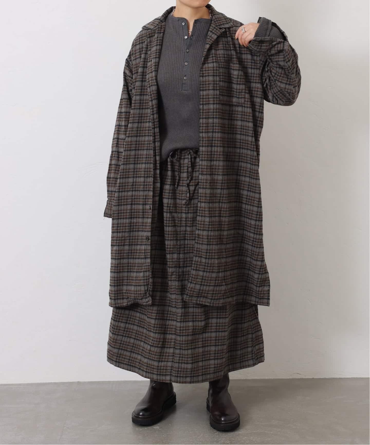 HTS】CHECK OVERDYE LONG SHIRT（シャツ／ブラウス）｜journal