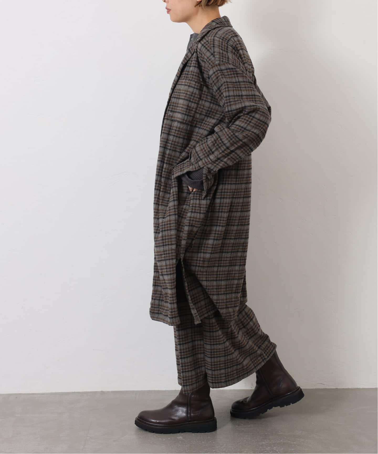 ジャーナルスタンダードラックス　HTS ロングシャツ HTS】CHECK OVERDYE LONG SHIRT（シャツ／ブラウス）｜journal