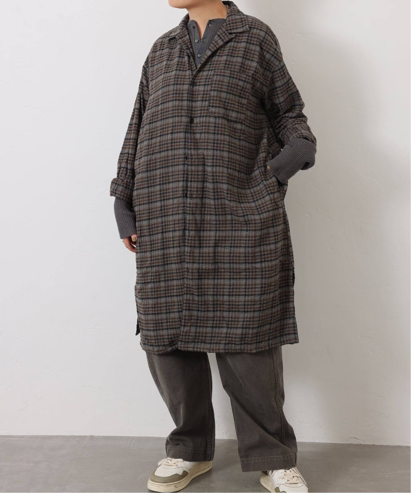 ジャーナルスタンダードラックス　HTS ロングシャツ HTS】CHECK OVERDYE LONG SHIRT（シャツ／ブラウス）｜journal