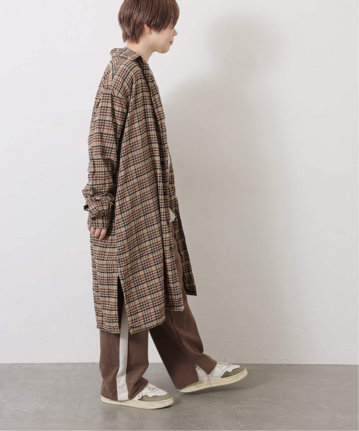 HTS】CHECK OVERDYE LONG SHIRT（シャツ／ブラウス）｜journal