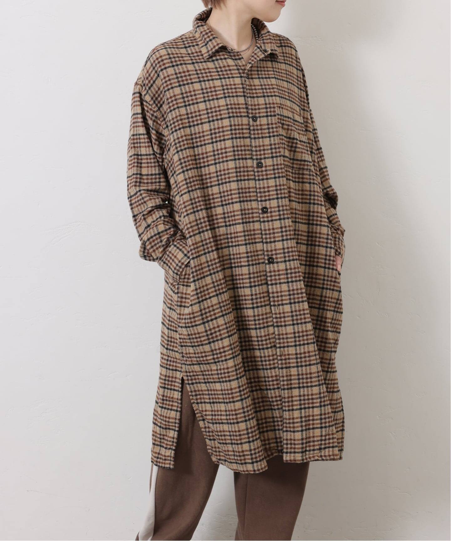 HTS】CHECK OVERDYE LONG SHIRT（シャツ／ブラウス）｜journal