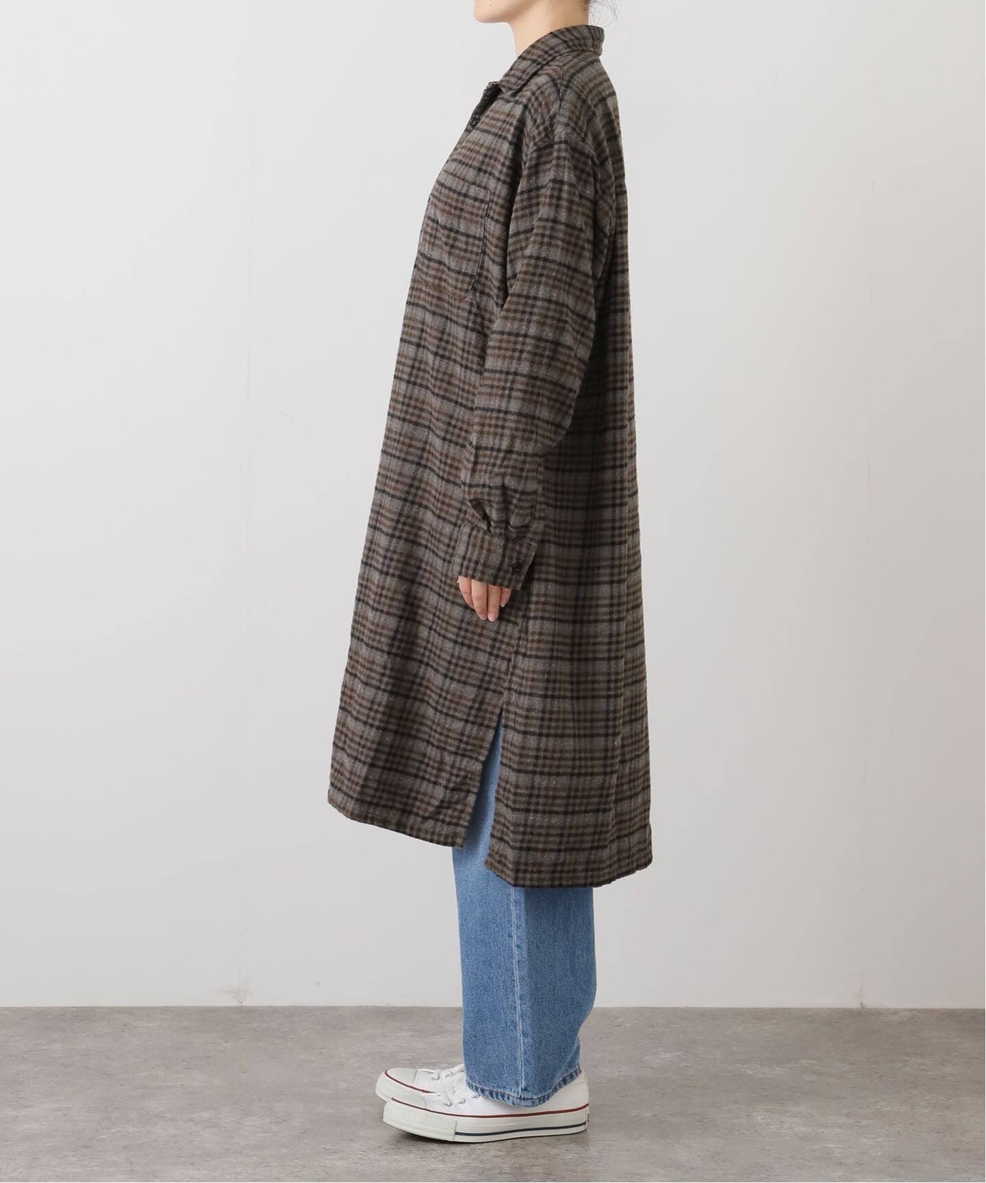 HTS】CHECK OVERDYE LONG SHIRT（シャツ／ブラウス）｜journal