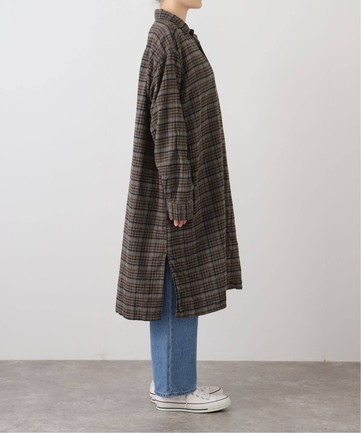 HTS】CHECK OVERDYE LONG SHIRT（シャツ／ブラウス）｜journal