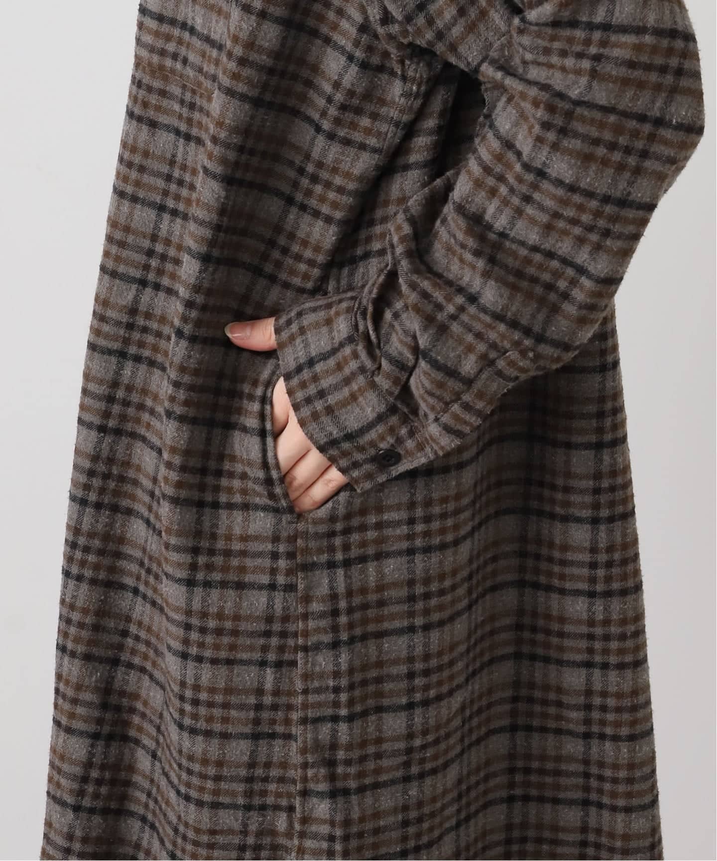 HTS】CHECK OVERDYE LONG SHIRT（シャツ／ブラウス）｜journal