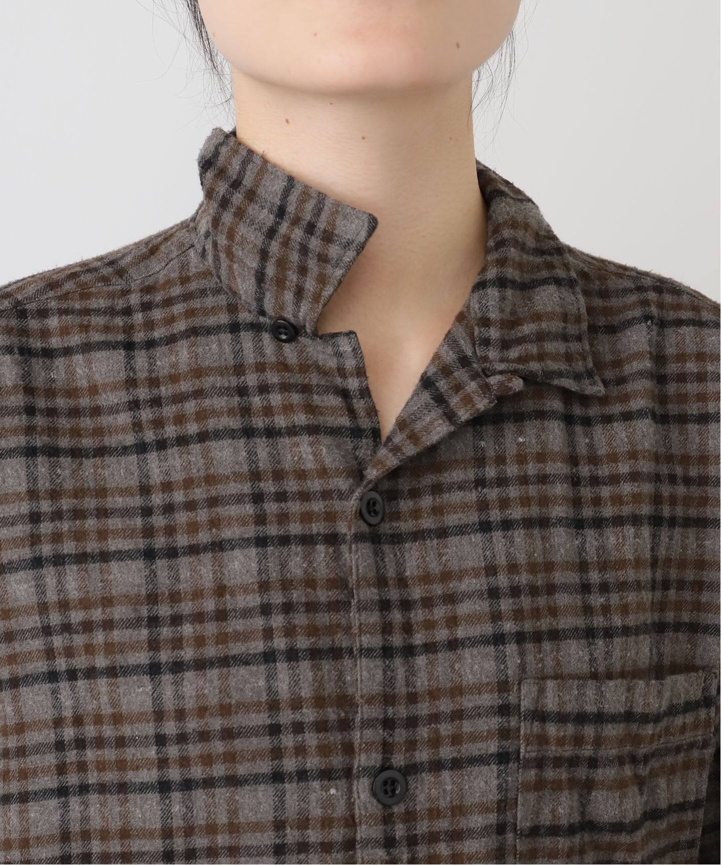 HTS】CHECK OVERDYE LONG SHIRT（シャツ／ブラウス）｜journal