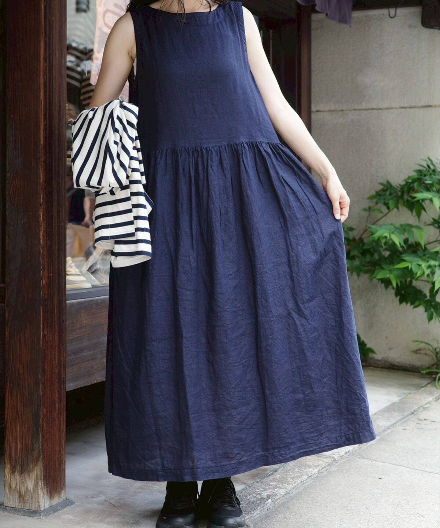 予約》【ARMEN】 LINEN PLAIN N/SL ONE-PIECE（ワンピース）｜journal 