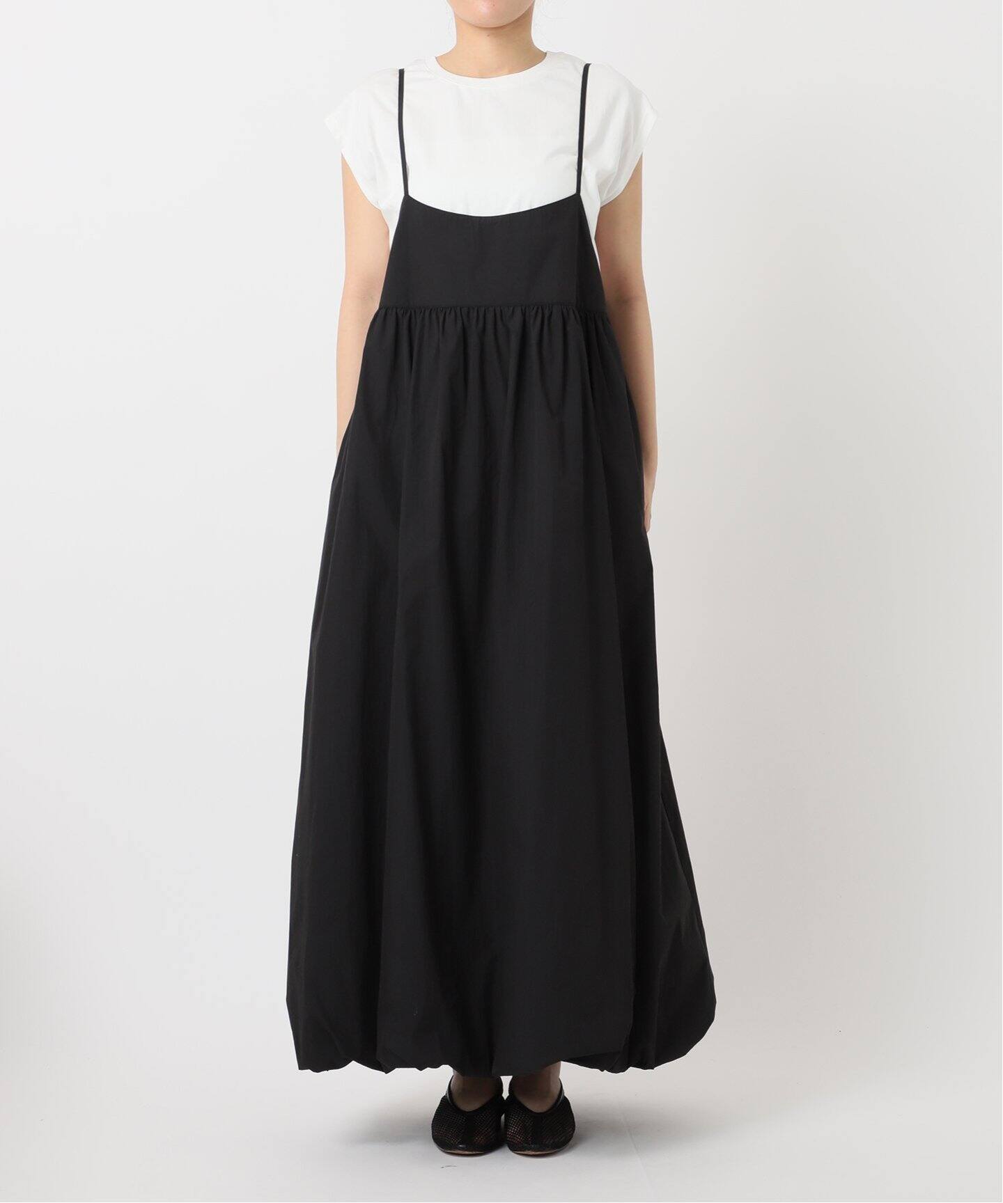 2枚セット］フレンチスリーブT付きバルーンキャミワンピース