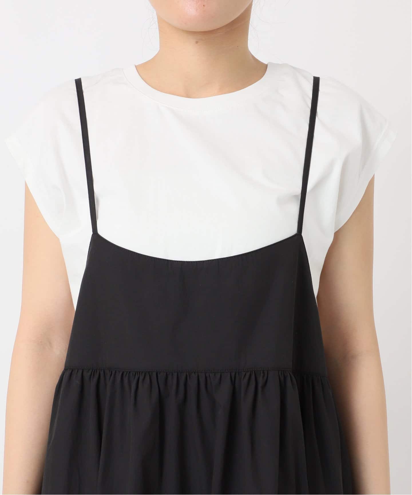 2枚セット］フレンチスリーブT付きバルーンキャミワンピース