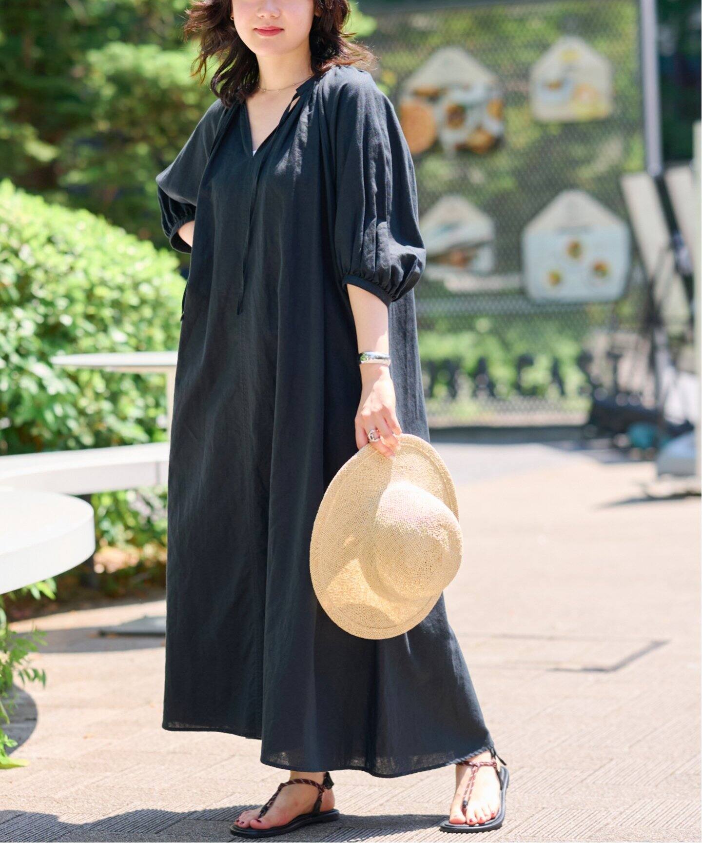 journal standard rulume リネンコットンギャザーワンピース 