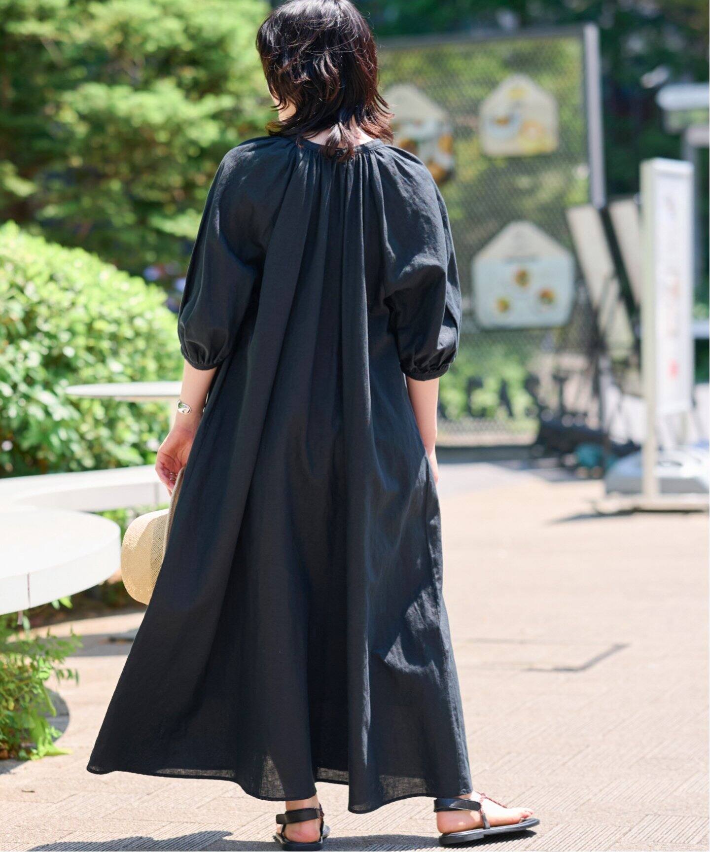 リネンコットンラグランギャザーワンピース（ワンピース）｜JOURNAL  