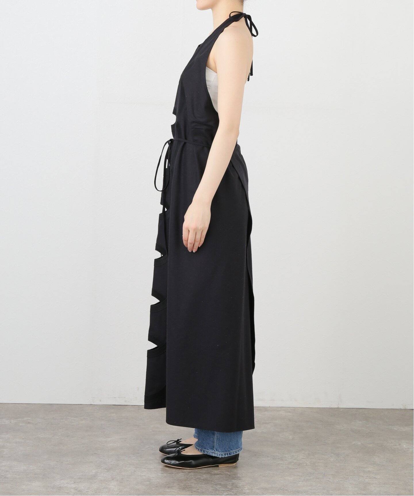 BASERANGE 黒 エプロンワンピース レディース】TROPE APRON DRESS | Baserange(ベースレンジ