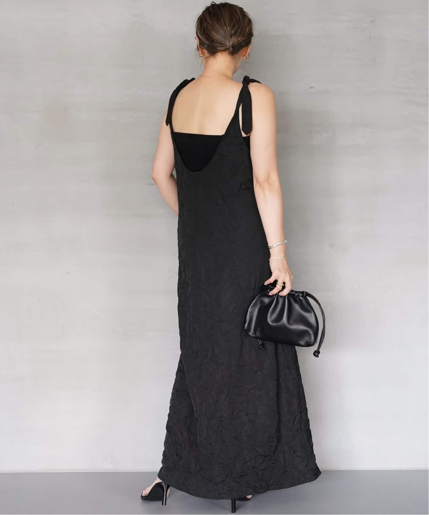 ドゥーズィエムクラス 黒ドレス サイズフリー CELERI Wrinkled ドレス（ワンピース）｜Deuxieme Classe