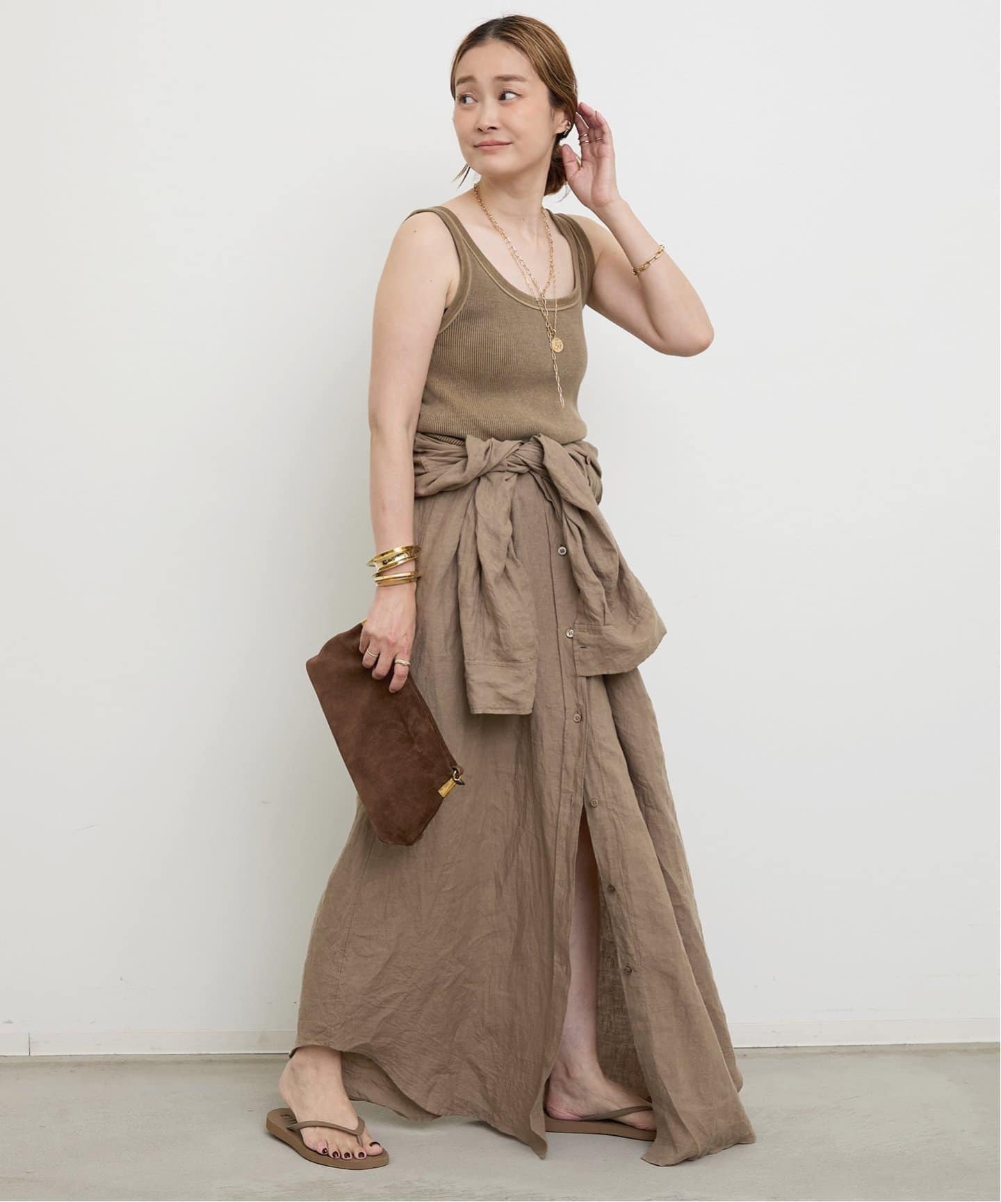 ドゥーズィエムクラス　 Organic Cotton ドレス　ブラウン ドゥーズィエムクラス Royal Organic Cotton ドレス ブラウン