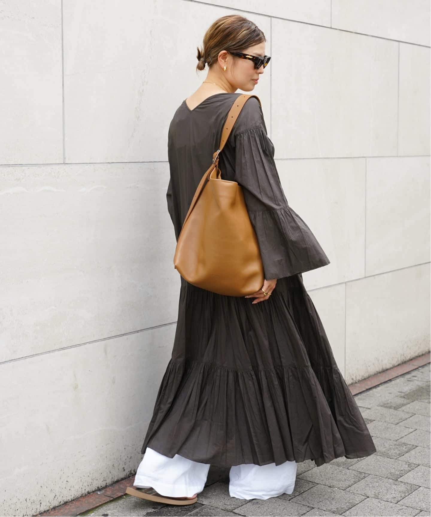 Deuxieme Classe impressive ワンピースブラウン Deuxieme Classe（ドゥーズィエムクラス）の「*impressive