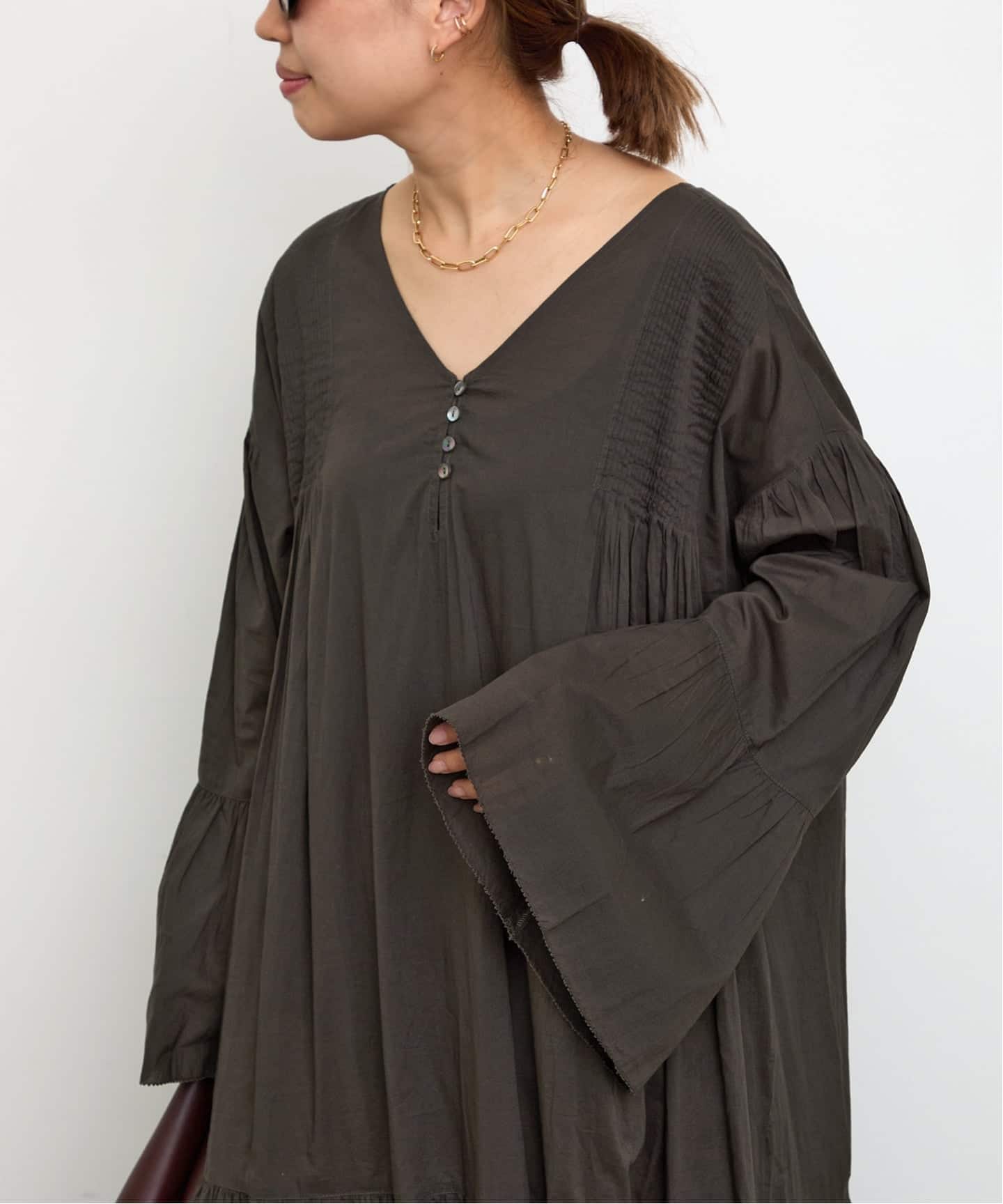 ドゥーズィエムクラス　 Organic Cotton ドレス　ブラウン Dramatic ドレス（ワンピース）｜Deuxieme Classe