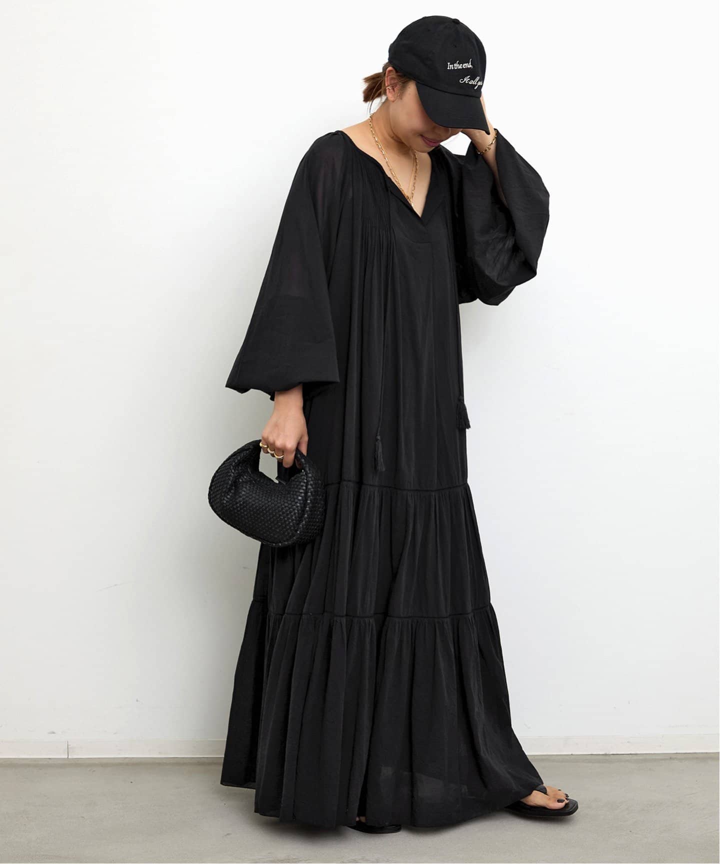 極美品♪ドゥーズィエムクラス Linenワンピース バンドカラー 黒 ロング Deuxieme Classe（ドゥーズィエムクラス）の「《予約》LINEN