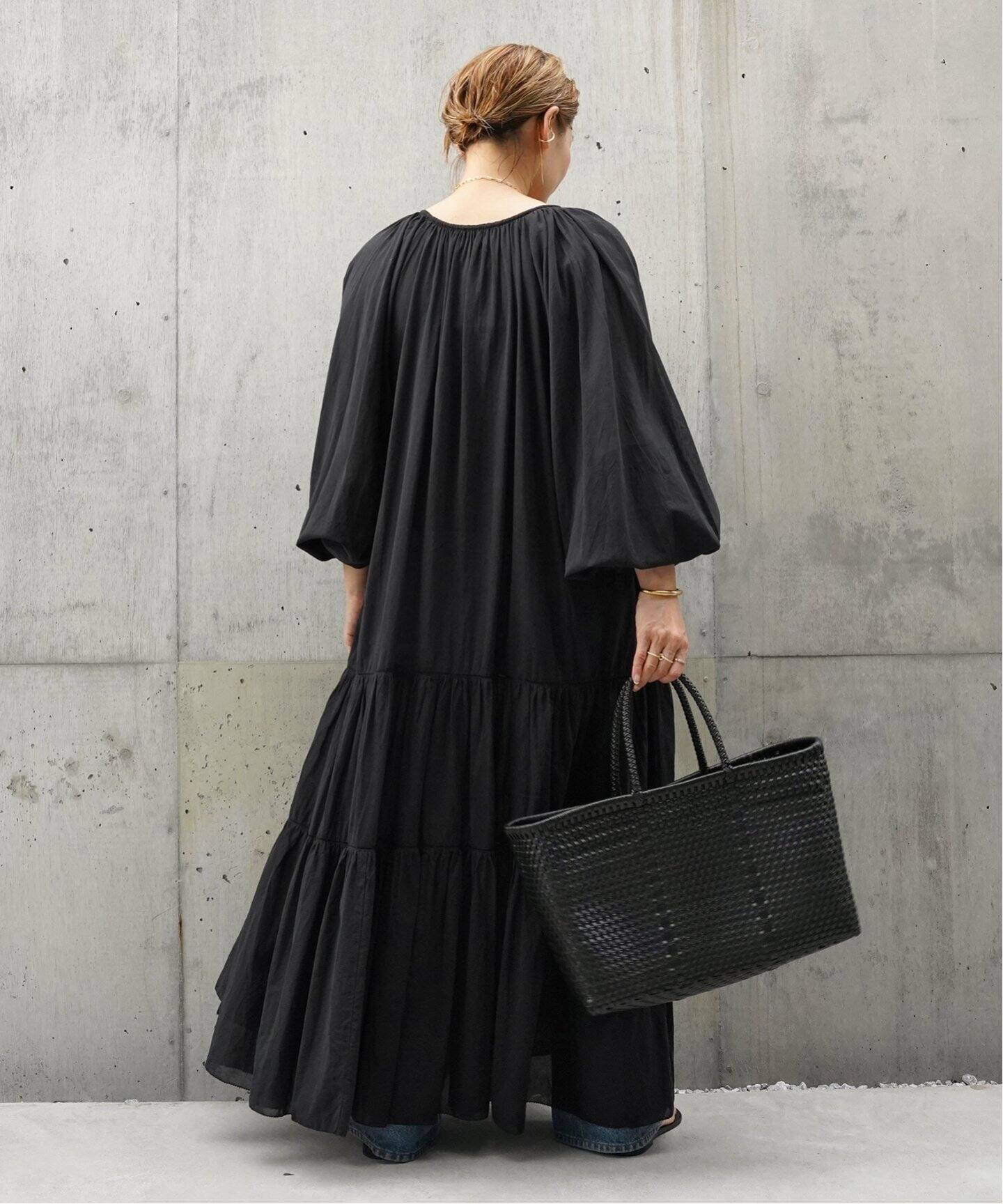 ドゥーズィエムクラス 黒ドレス サイズフリー セール】*Linen オフショルダー ドレス（ワンピース）｜Deuxieme