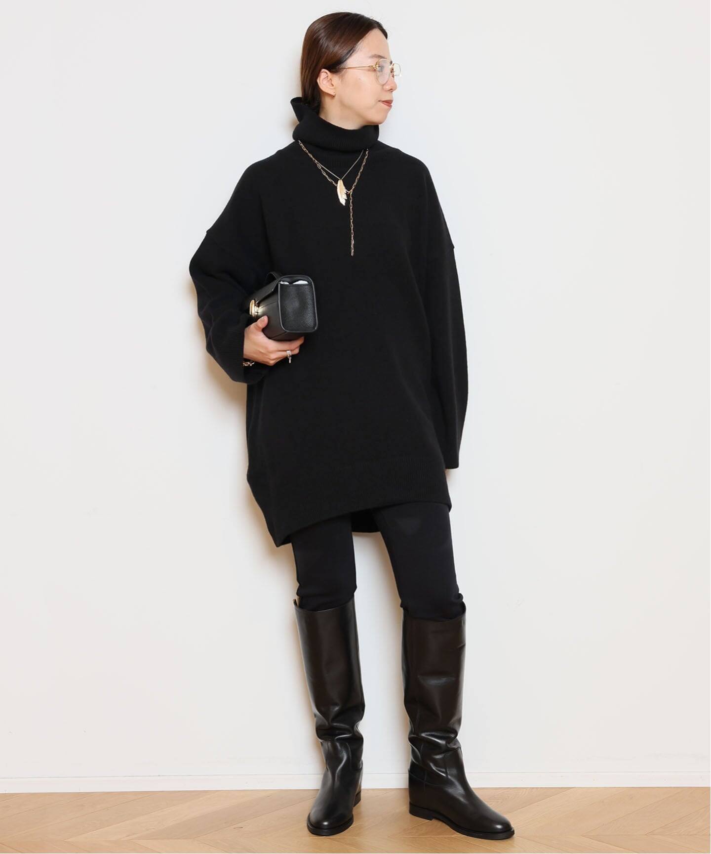 MUSE ドゥーズィエムクラス ニットワンピース　タートル　ハイネック Light タートルネック ニットワンピース（ニットワンピース）｜MUSE de