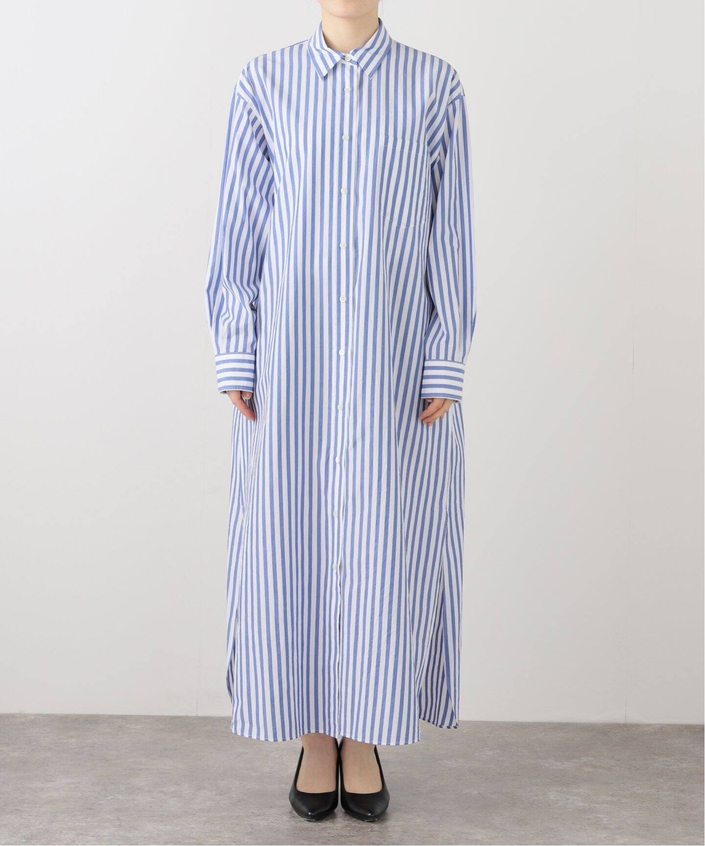 FABRICA STRIPE SHIRT ONEPIECE（シャツワンピース）｜L 