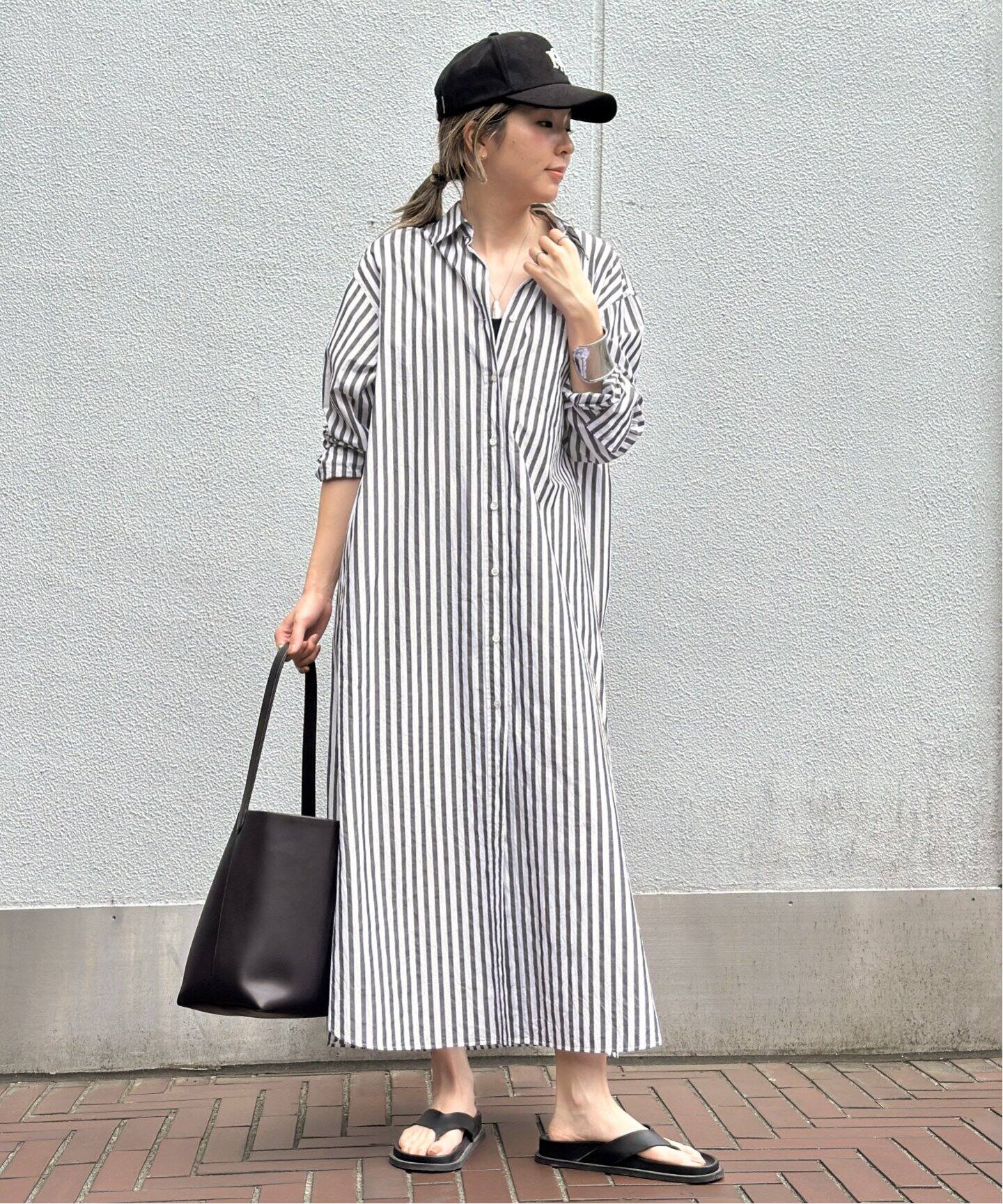 FABRICA STRIPE SHIRT ONEPIECE（シャツワンピース）｜L 