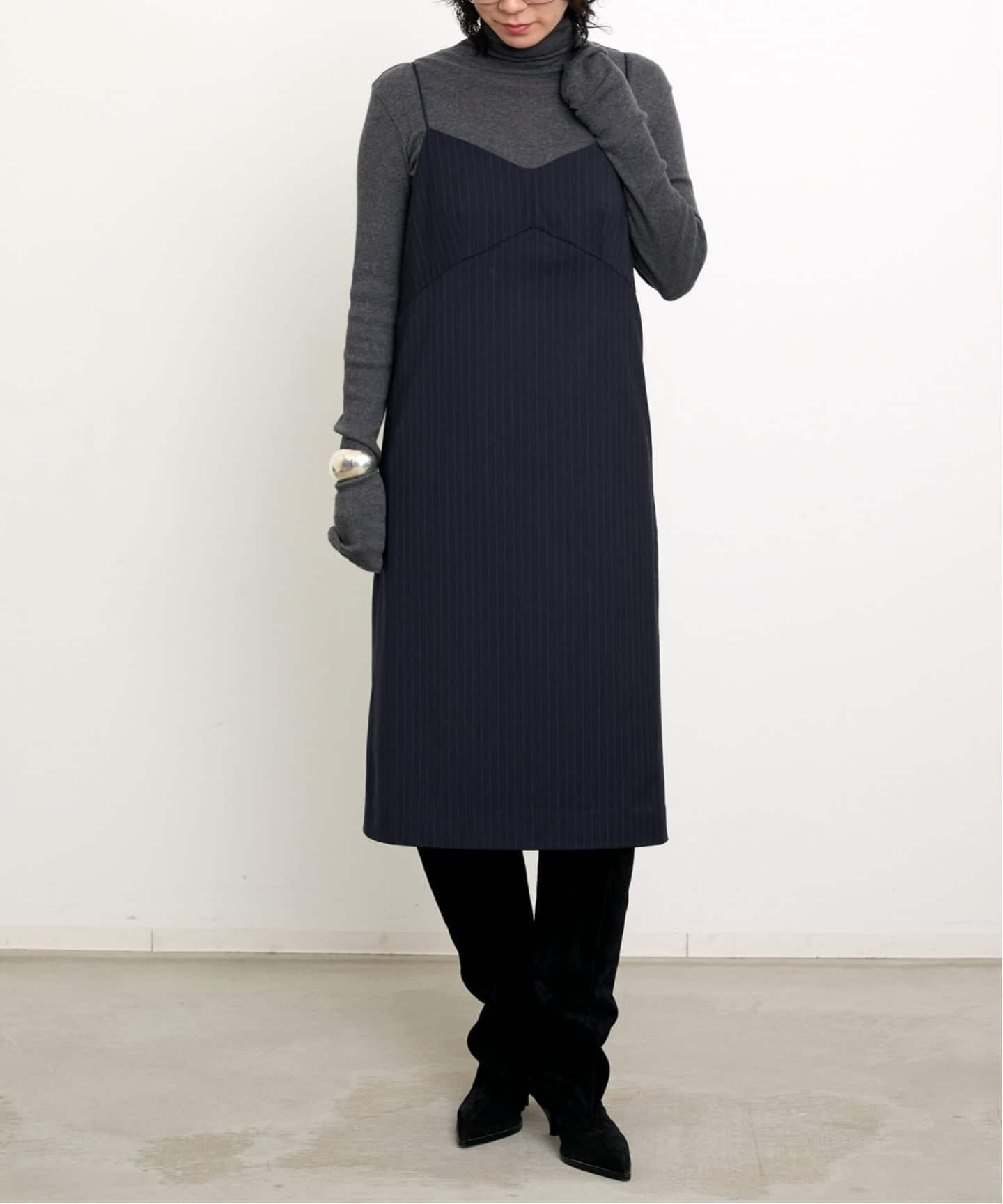 TIBI/ティビ】 PINSTRIPE SLIP DRESS（ワンピース）｜L