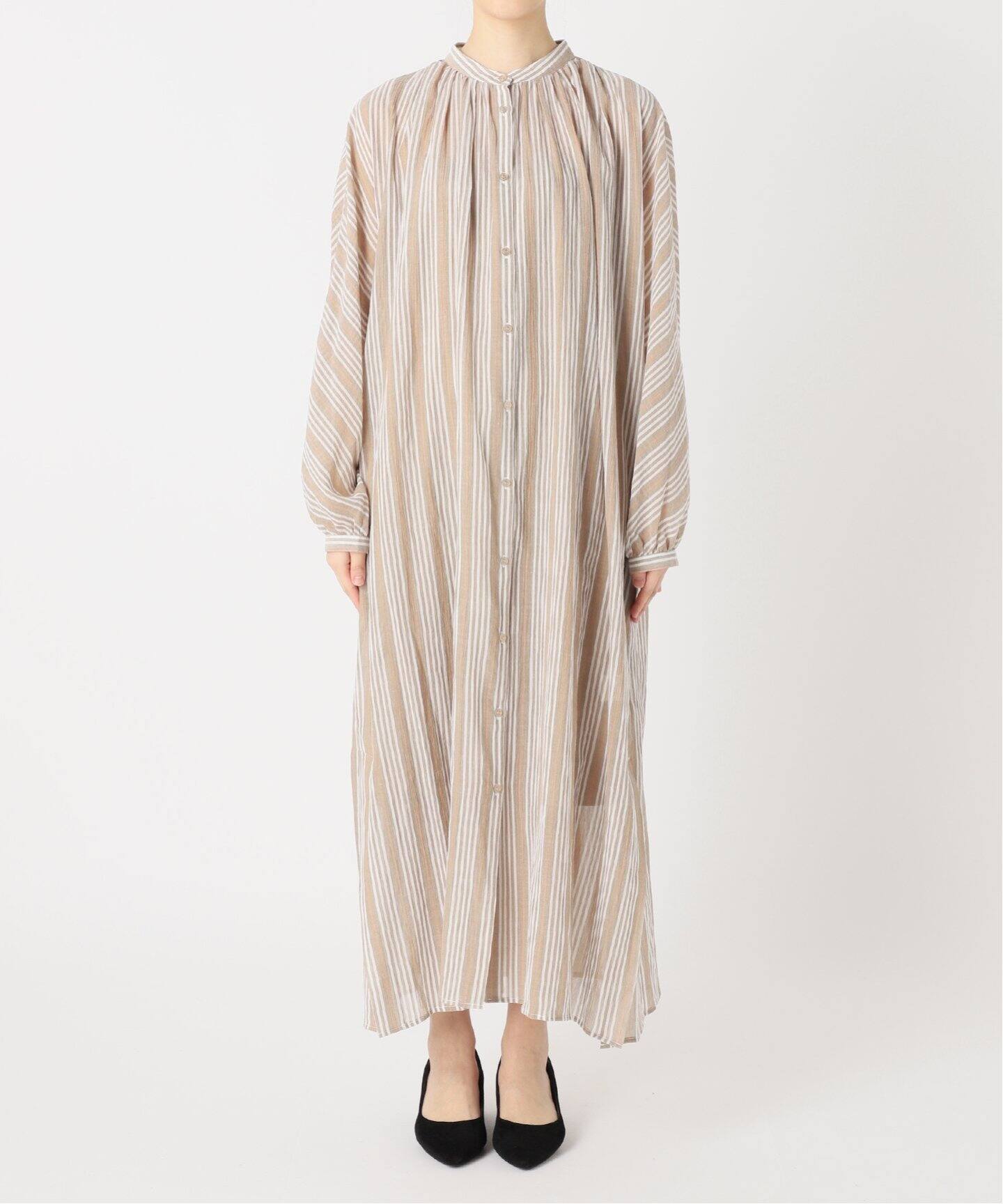 シアーボイルストライプドルマンワンピース（ワンピース）｜B.C