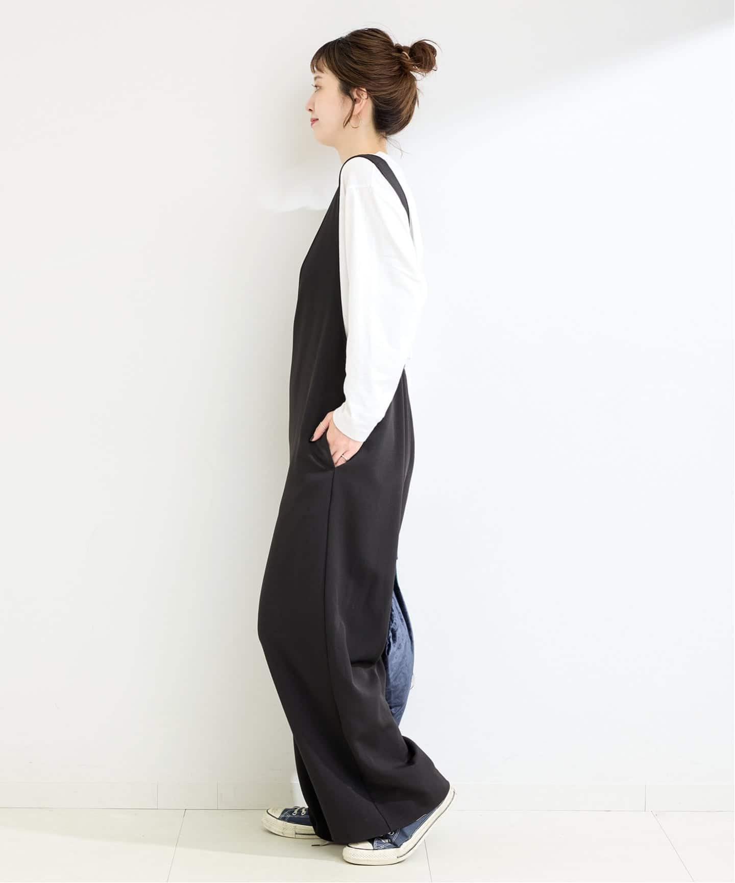 【新品】B.C STOCK＊ウォッシャブル / ディープVリーンサロペット B.C STOCK｜《追加》ウォッシャブル / ディープVリーン