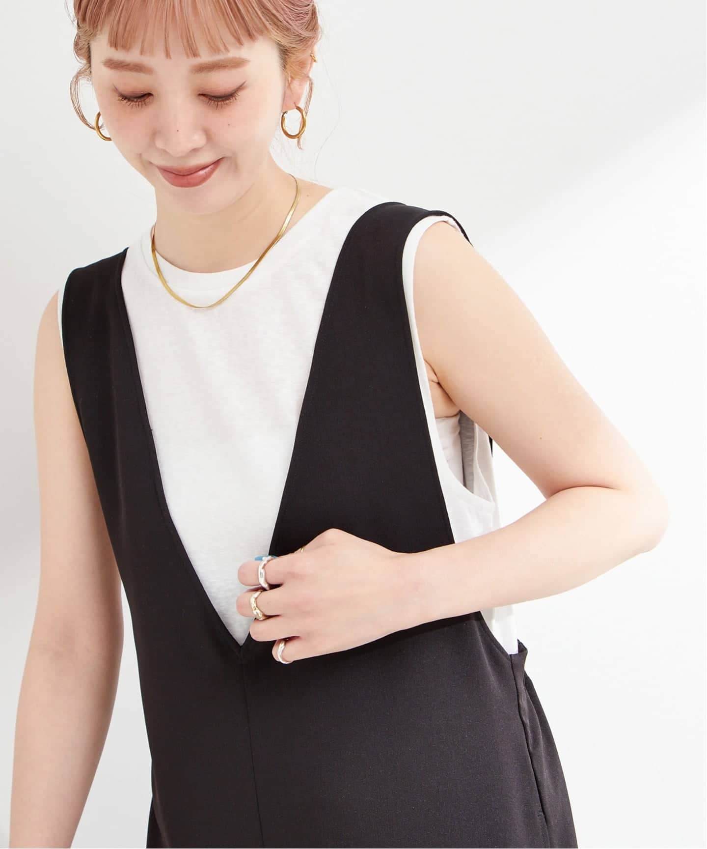 【新品】B.C STOCK＊ウォッシャブル / ディープVリーンサロペット ウォッシャブル / ディープVリーンサロペット（サロペット