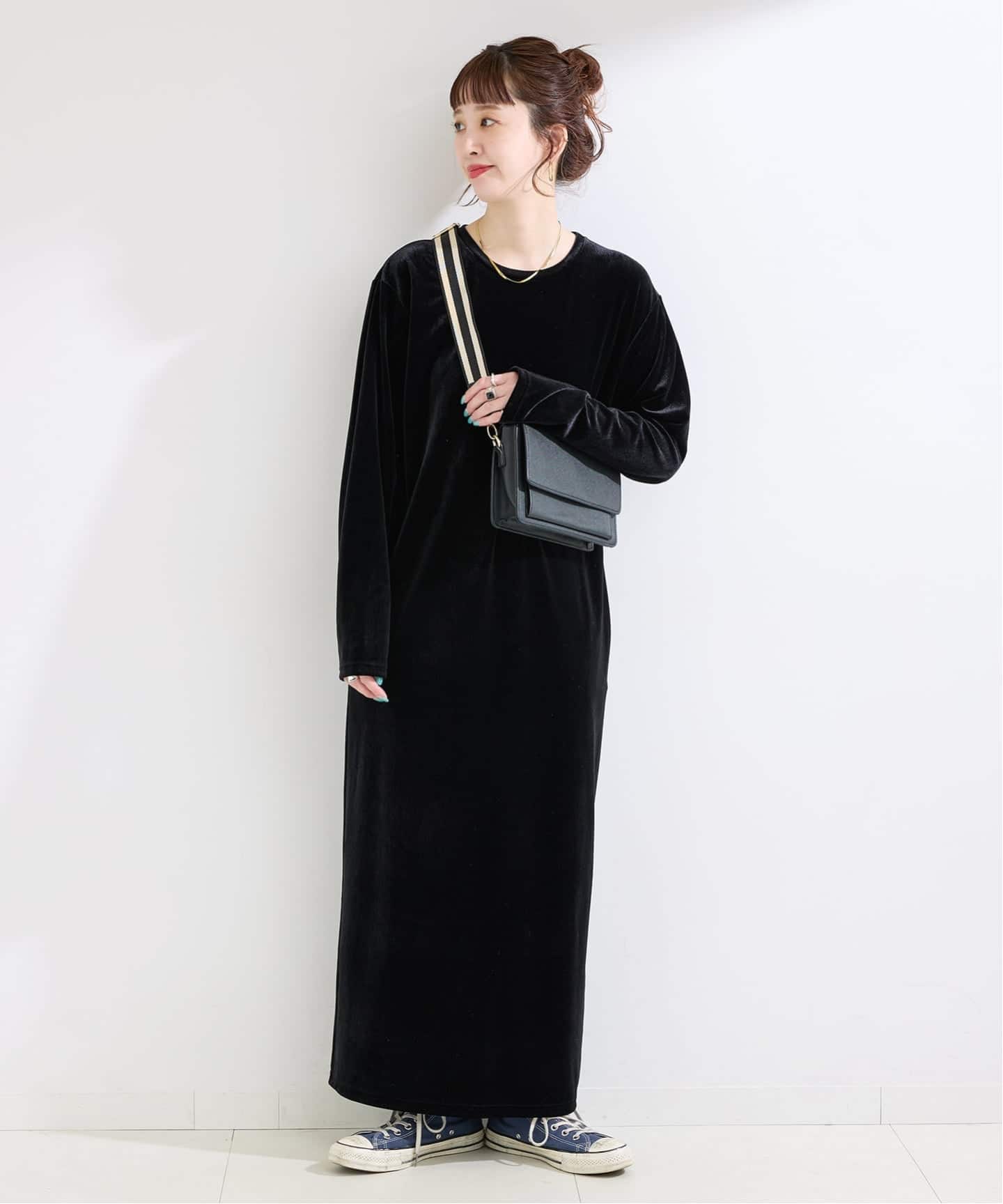 手洗い可 / クレープベロア L/S ワンピース（ワンピース）｜B.C STOCK