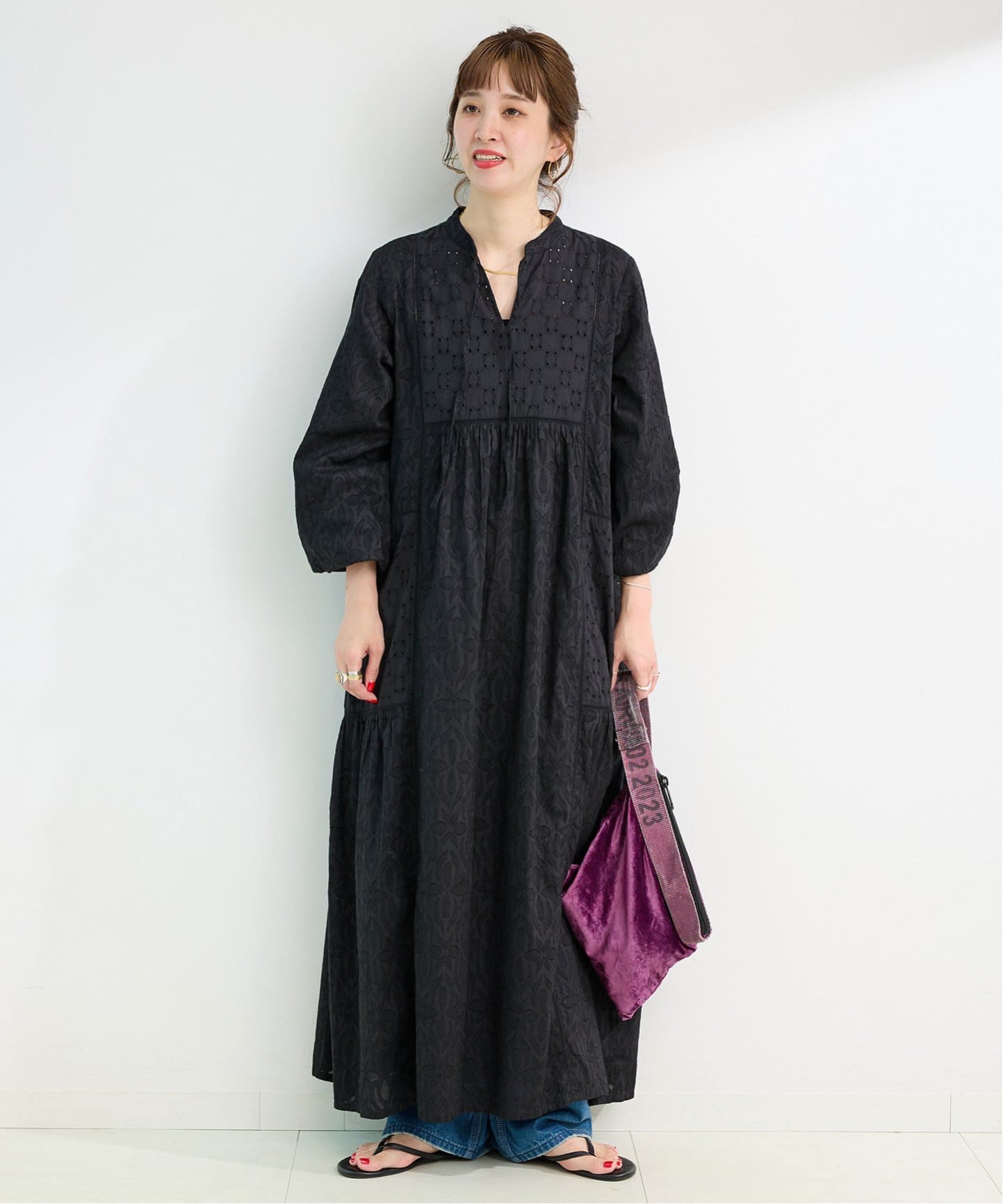 最終値！ブリーフィング　ジャガードロゴ切替　半袖ワンピース　Ｌ　定価38500円 プリーツスリーブジャガード切り替えワンピースドレス