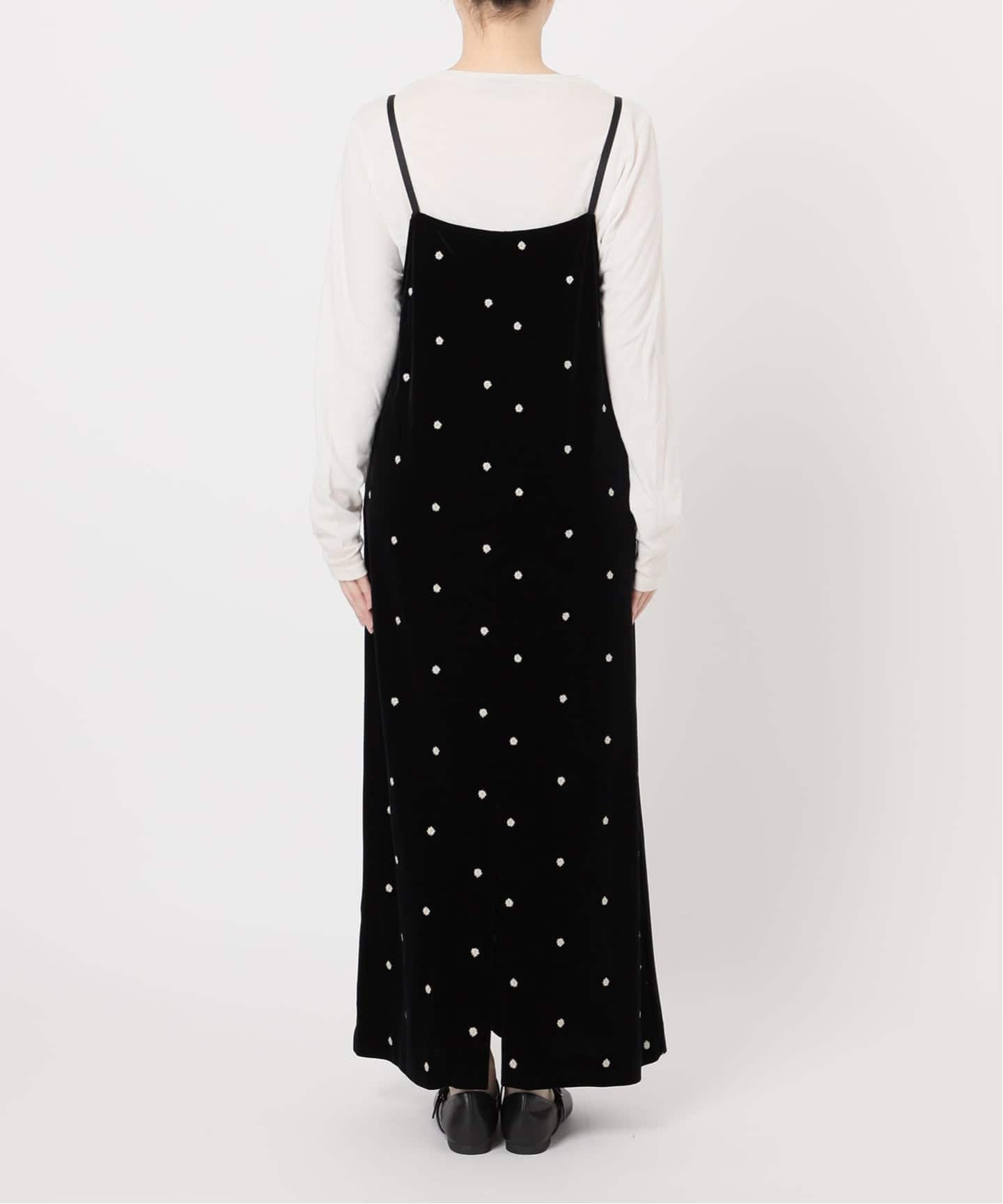 追加6予約》【WEB限定】手洗い可 / ベロアフラワー刺繍ワンピース