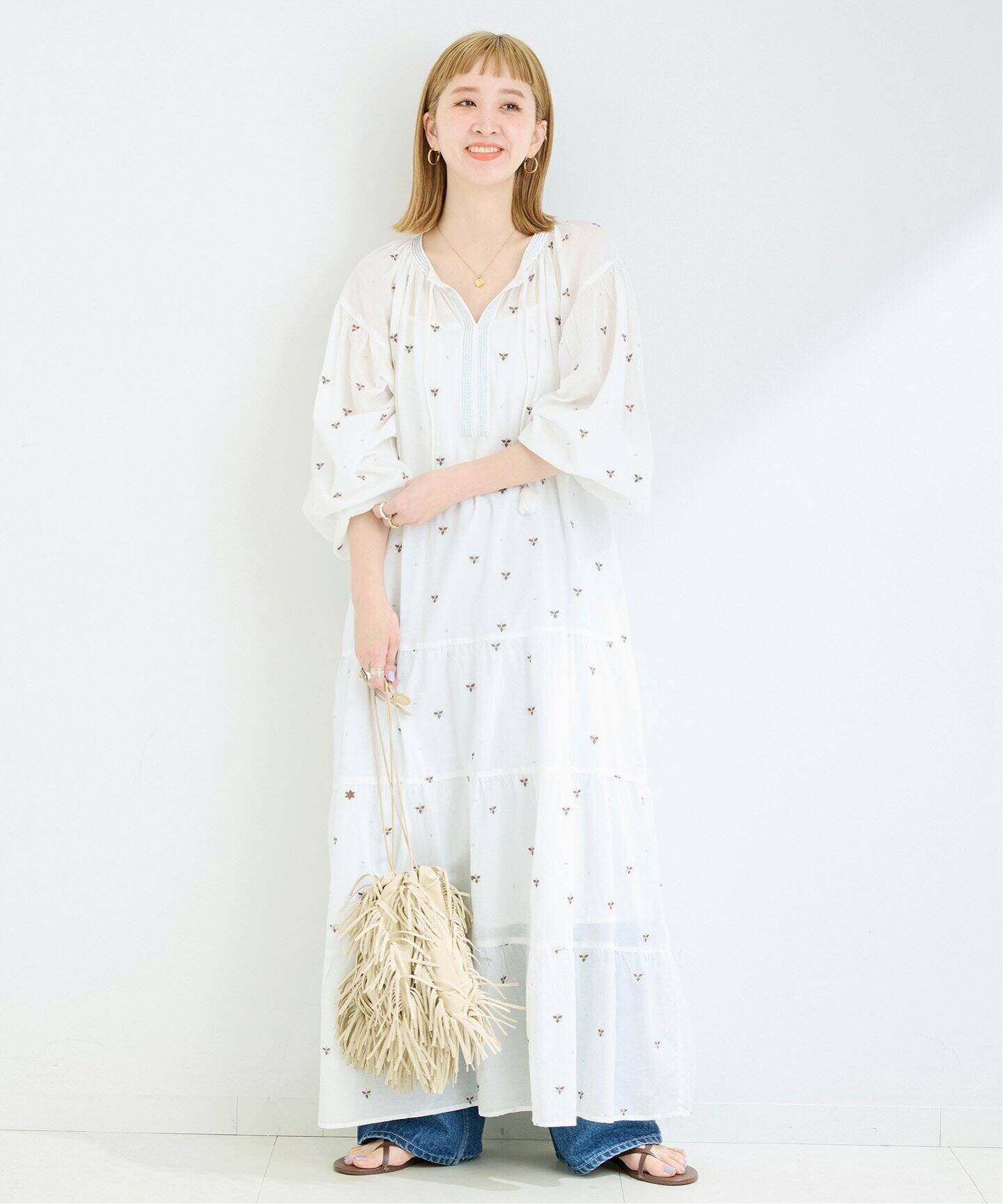 予約》フラワー刺繍ワンピース（ワンピース）｜B.C STOCK（ベーセー 