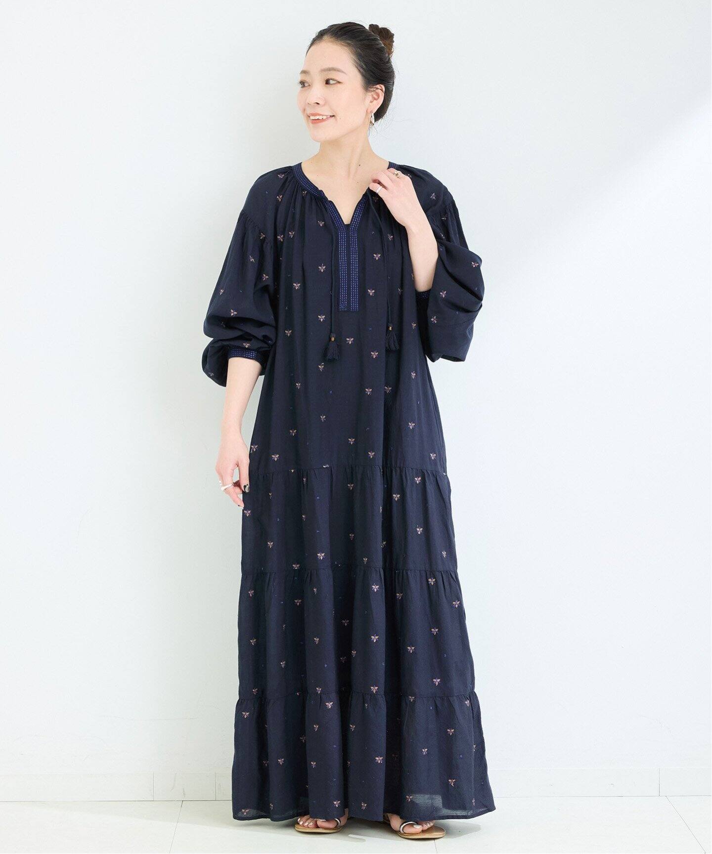 追加》手洗い可 / フラワー刺繍ワンピース（ワンピース）｜B.C