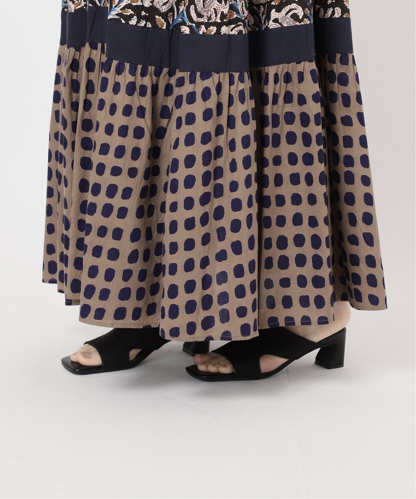 B.C STOCK ティアードパッチワークキャミワンピース B.C STOCK（ベーセーストック） ティアードパッチワークキャミ