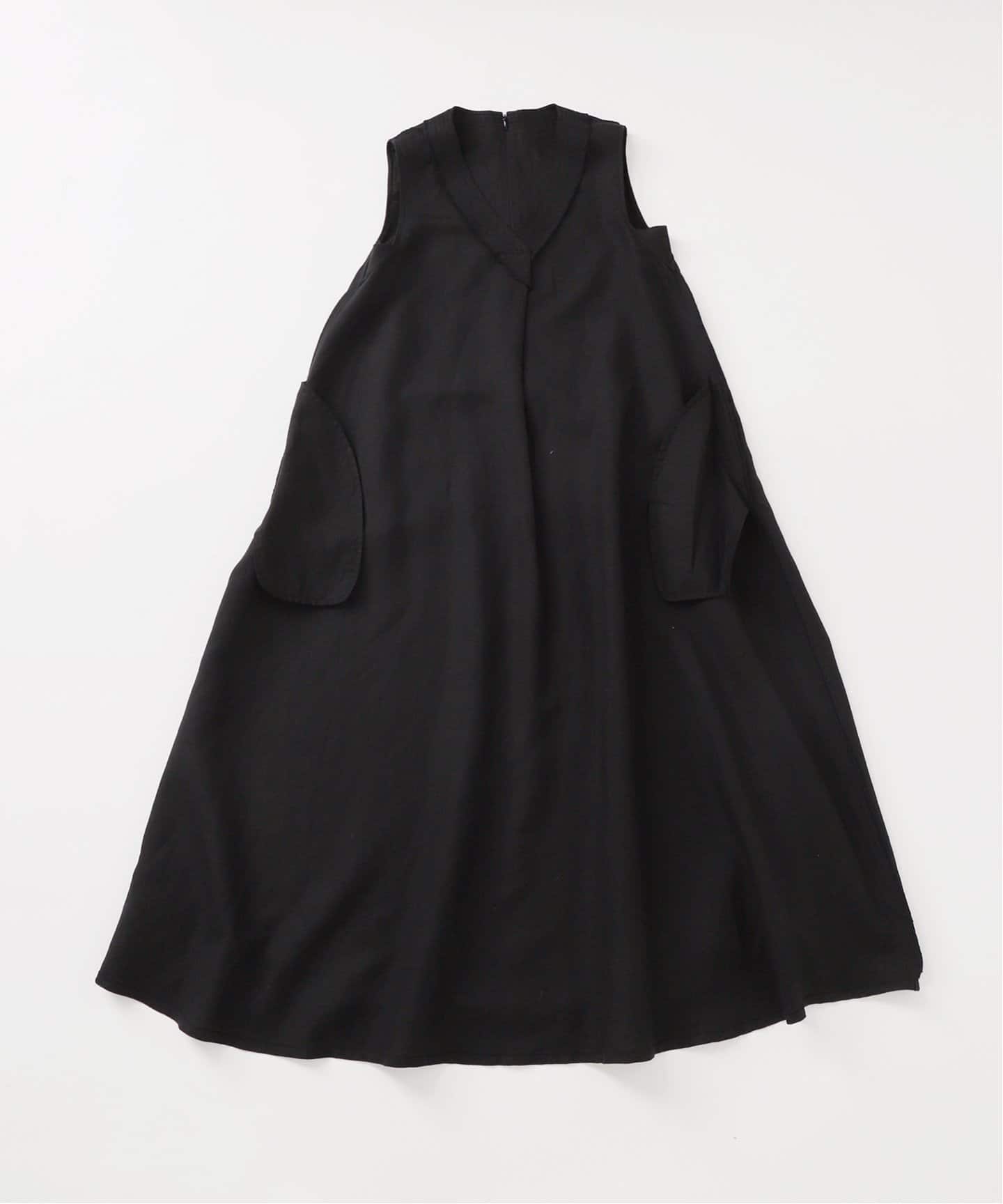 【新品】SIMPLICITE 黒リネンレーヨンスリーブレスワンピース SIMPLICITE シンプリシテェ リネン レーヨン スリーブレス