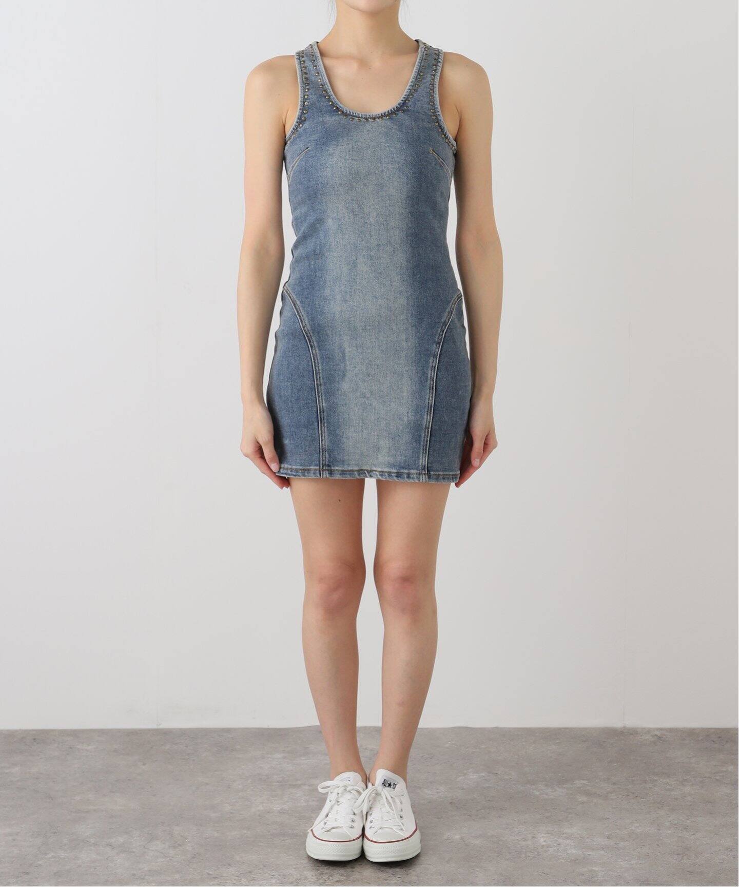 ONE TEASPOON/ WORN BLUE DENIM MINI DRESS（ワンピース