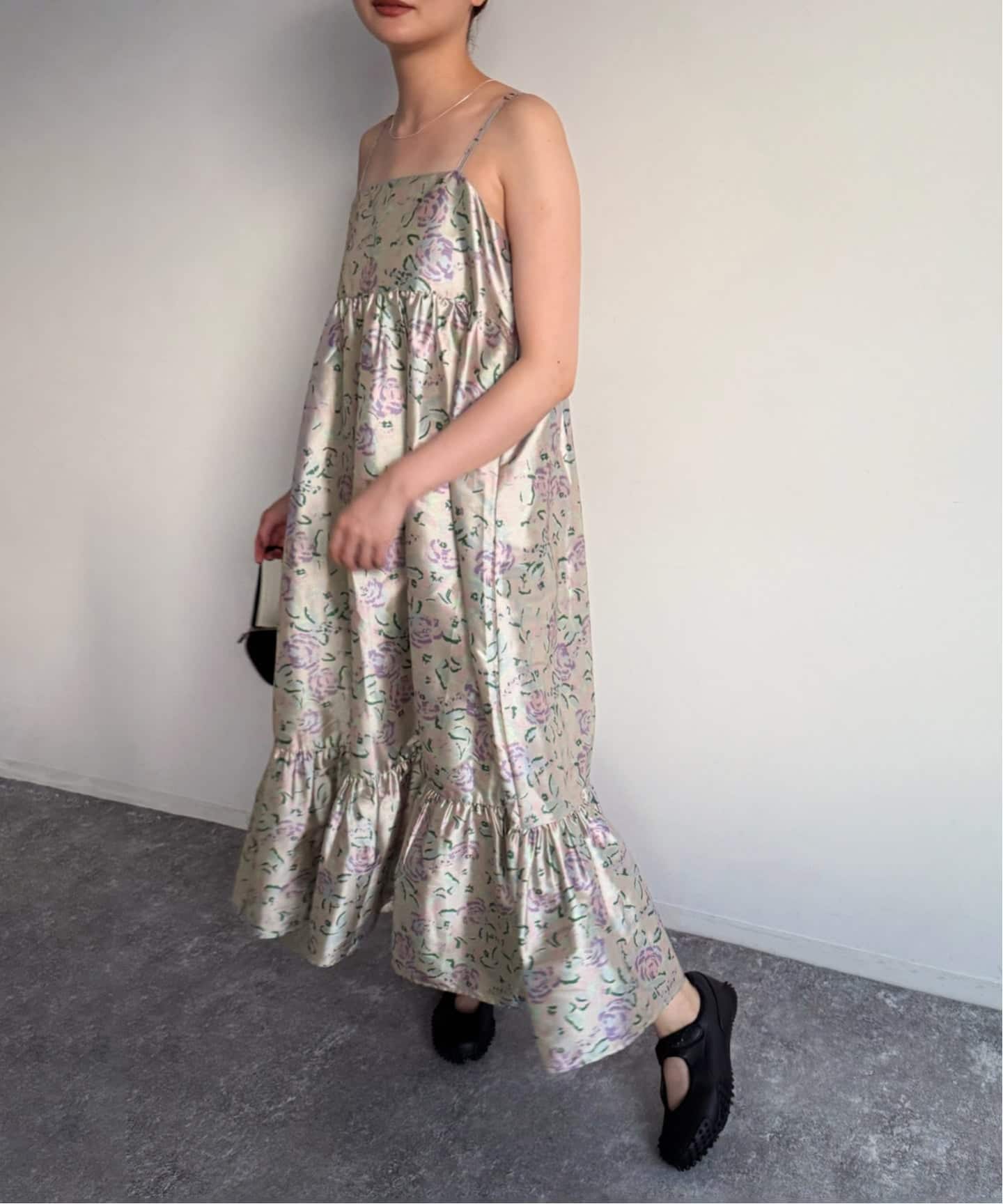 予約》【ne Quittez pas/ヌキテパ】POLY DUPION FLOWER PRINT