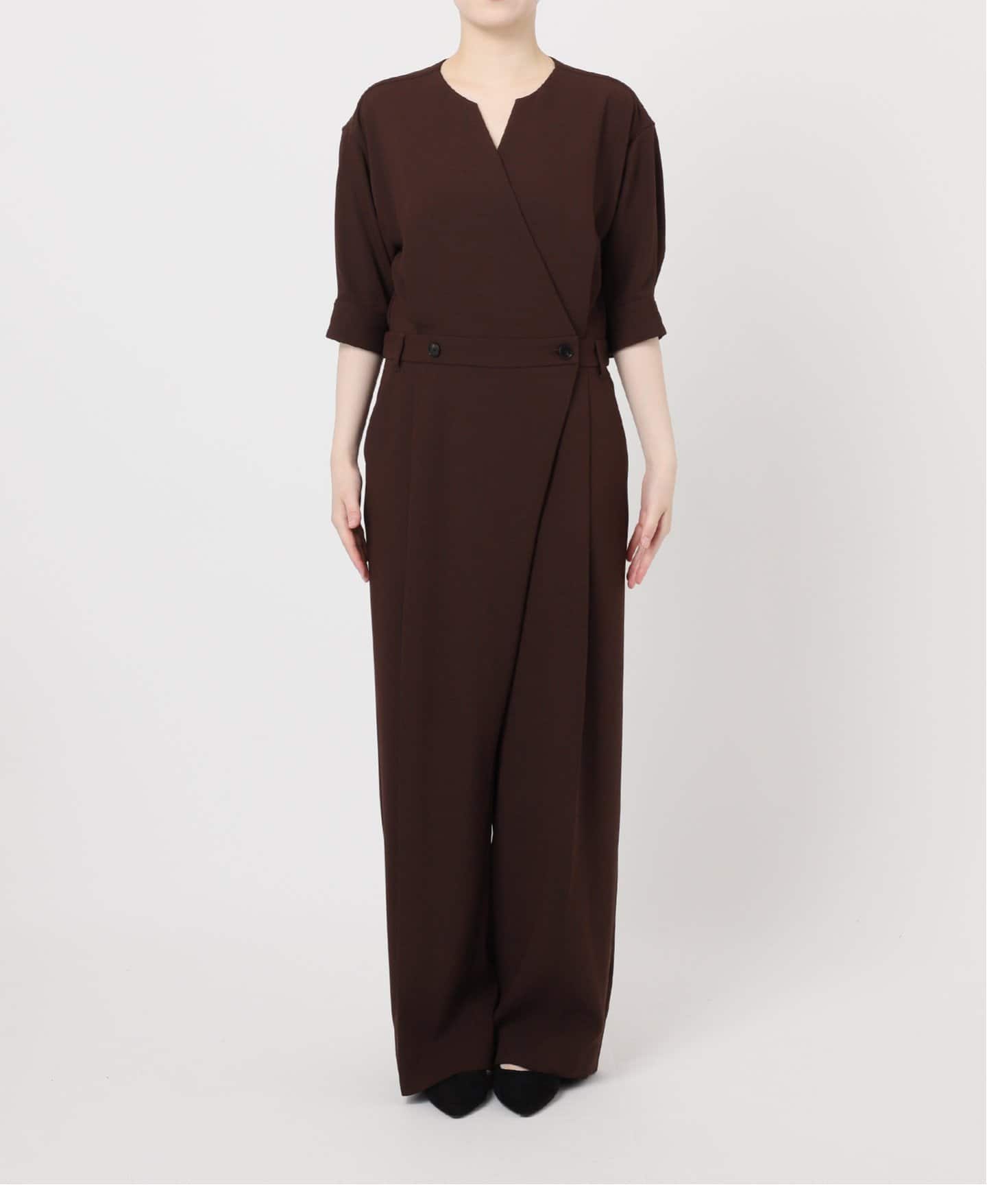 【新品未使用】イエナ　エアリースリーブオールインワン　ブラック　38 IENA（イエナ）の「《追加2》エアリースリーブオールインワン（つなぎ