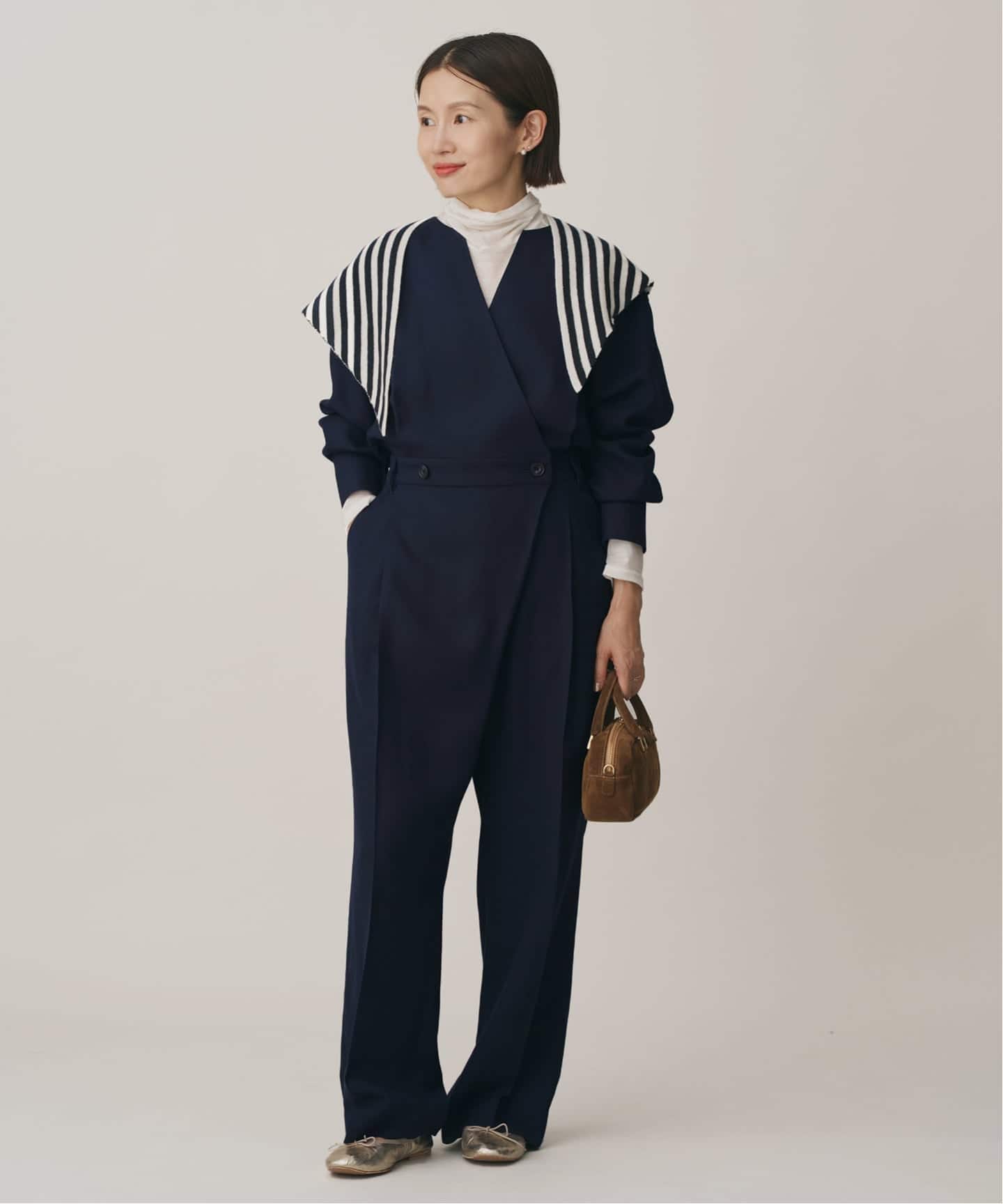 ウォッシャブルカシュクールオールインワン（つなぎ