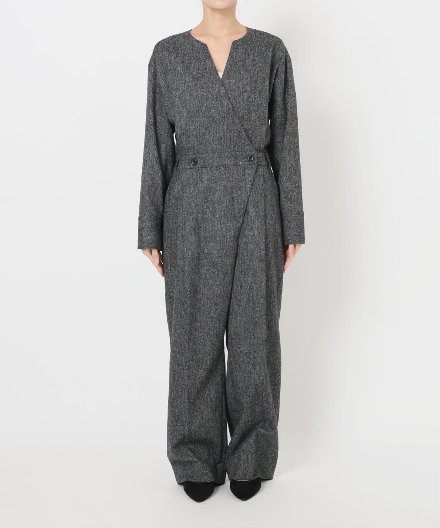 ウォッシャブルカシュクールオールインワン（つなぎ／オールインワン