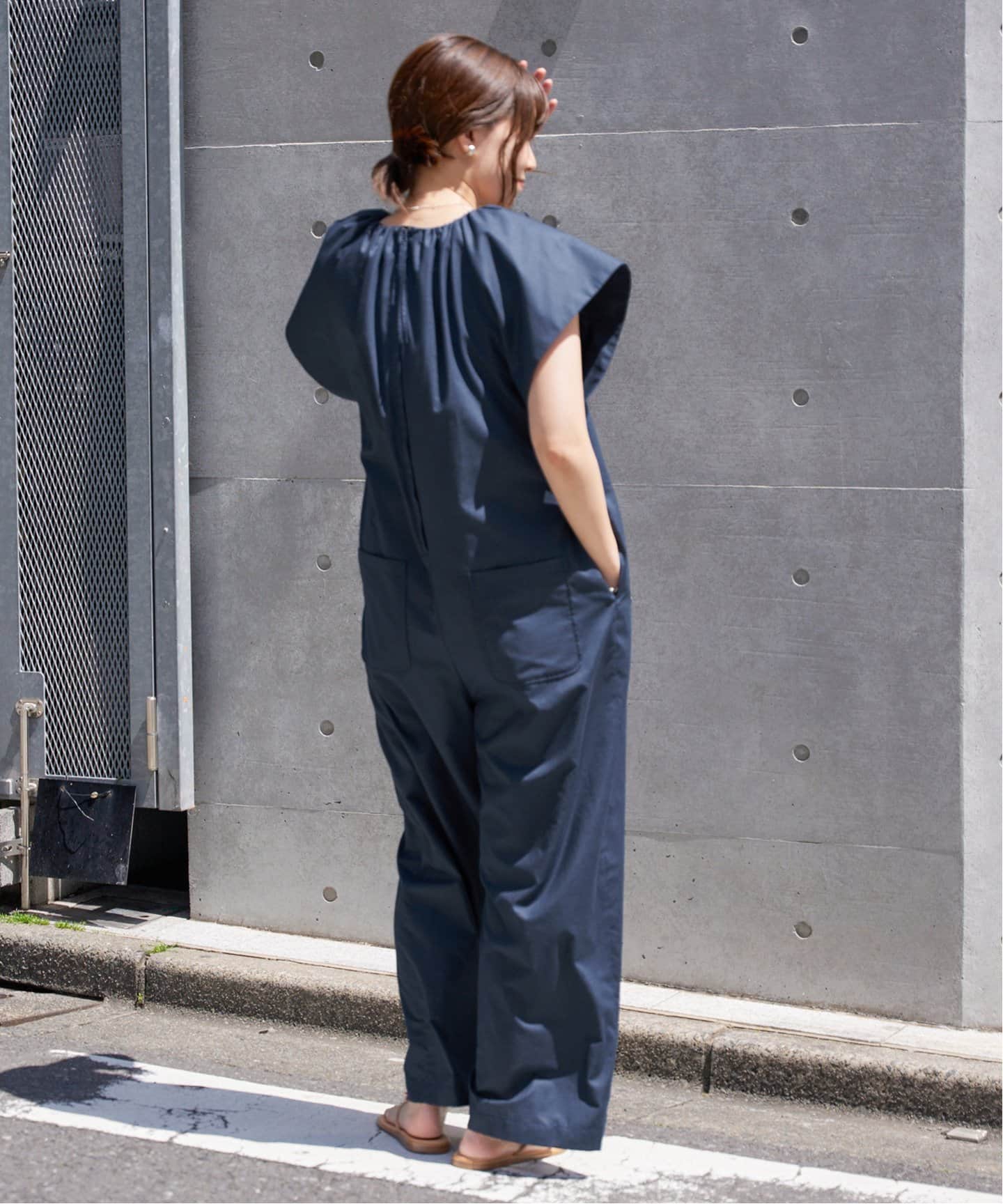 イエナIENA エアリースリーブオールインワン 36 ブラック WEB・一部店舗限定》エアリースリーブオールインワン（つなぎ
